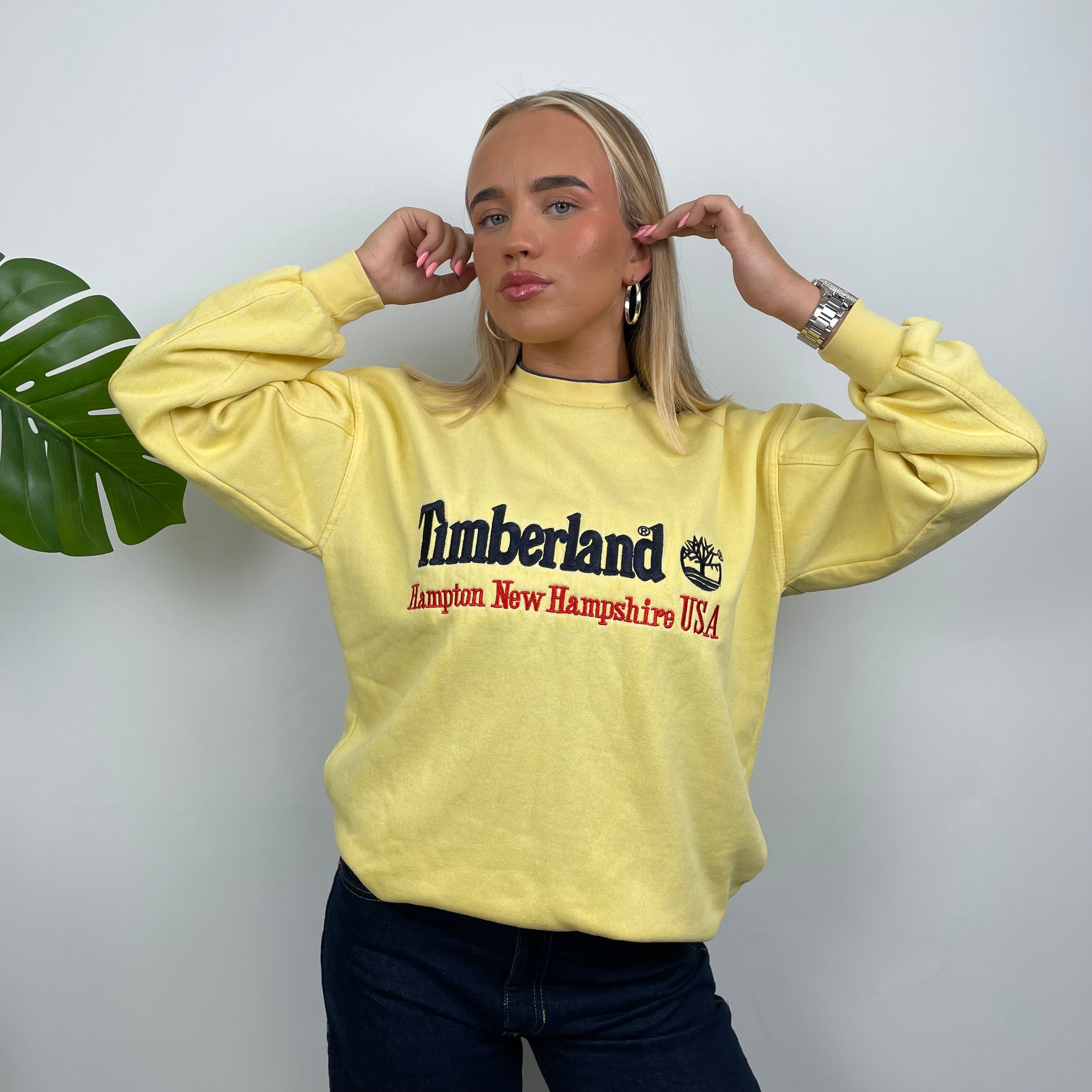 Timberland Yellow Embroidered Spell Out Sweatshirt (M)