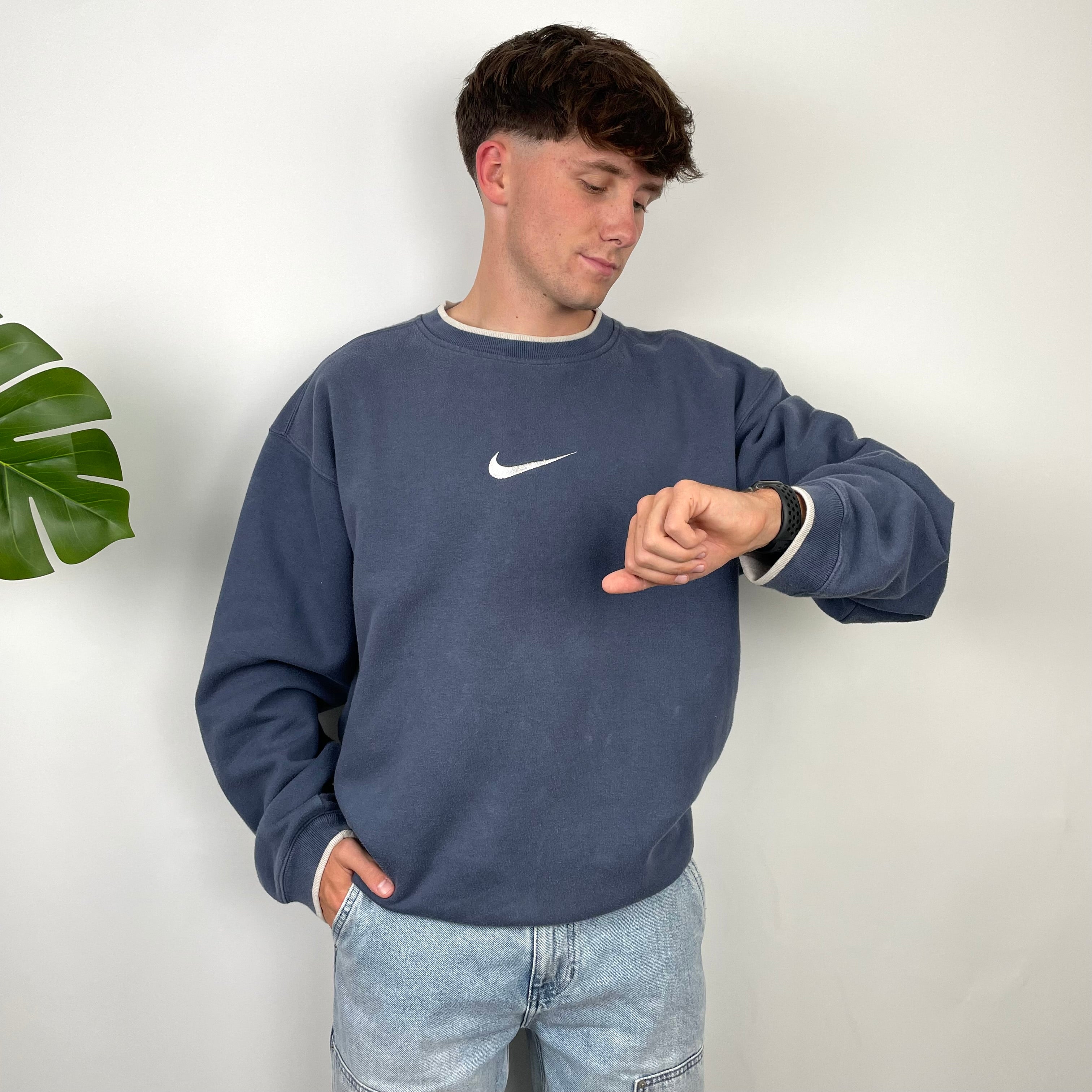 Nike Navy Embroidered Swoosh Sweatshirt (M)