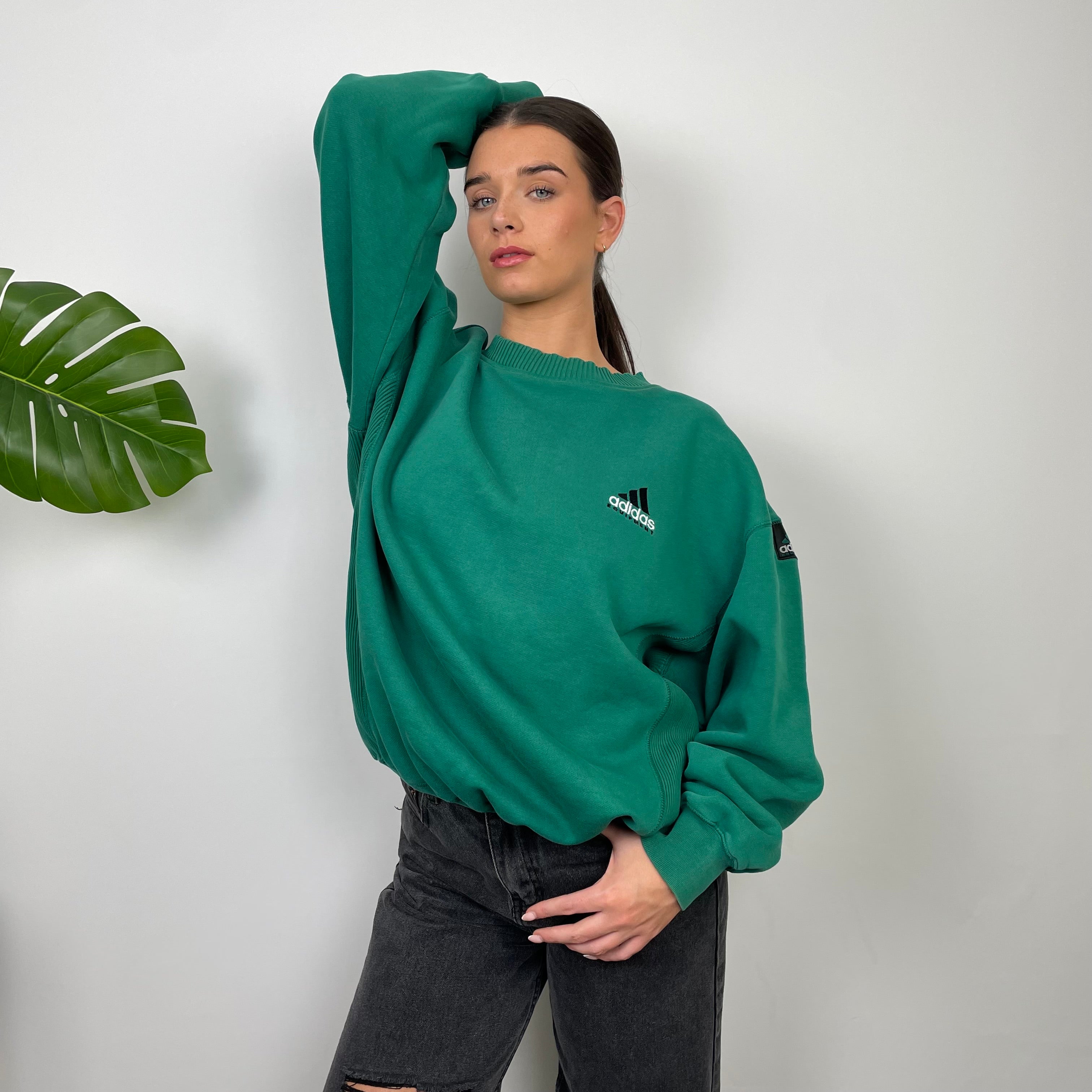 Adidas Equipment Green Embroidered Spell Out Sweatshirt (L)