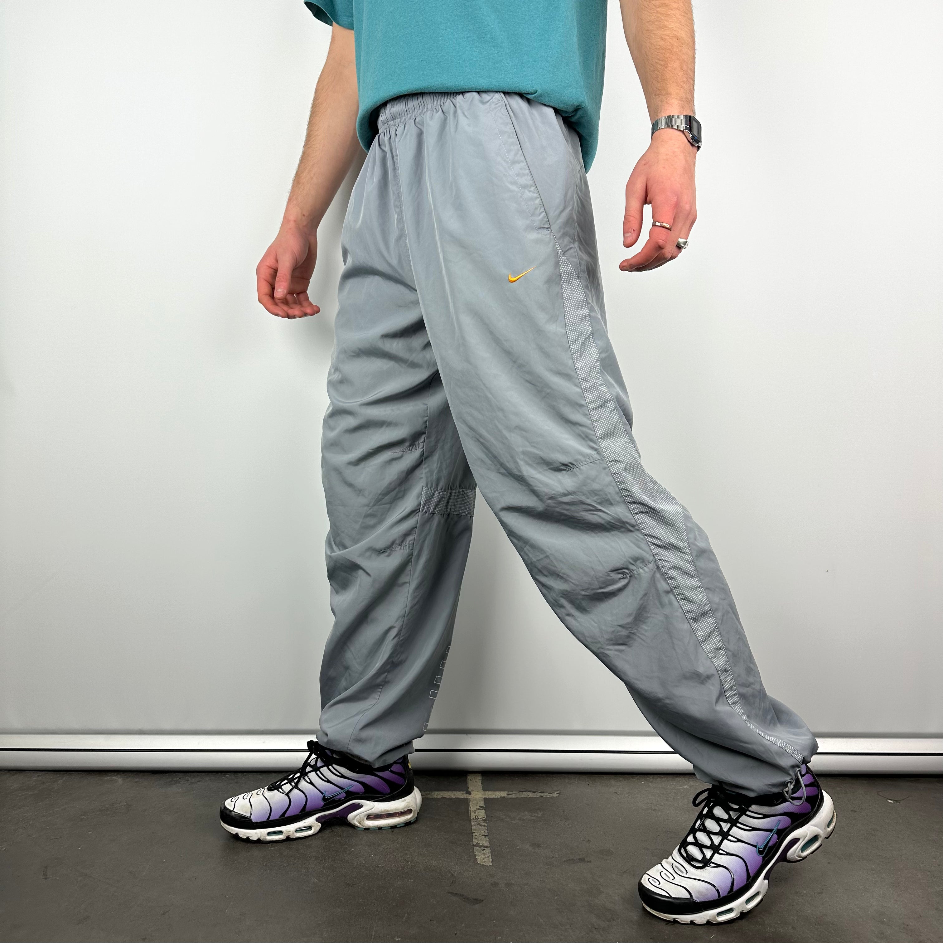 Nike Air Max Grey Embroidered Swoosh Track Pants (L)