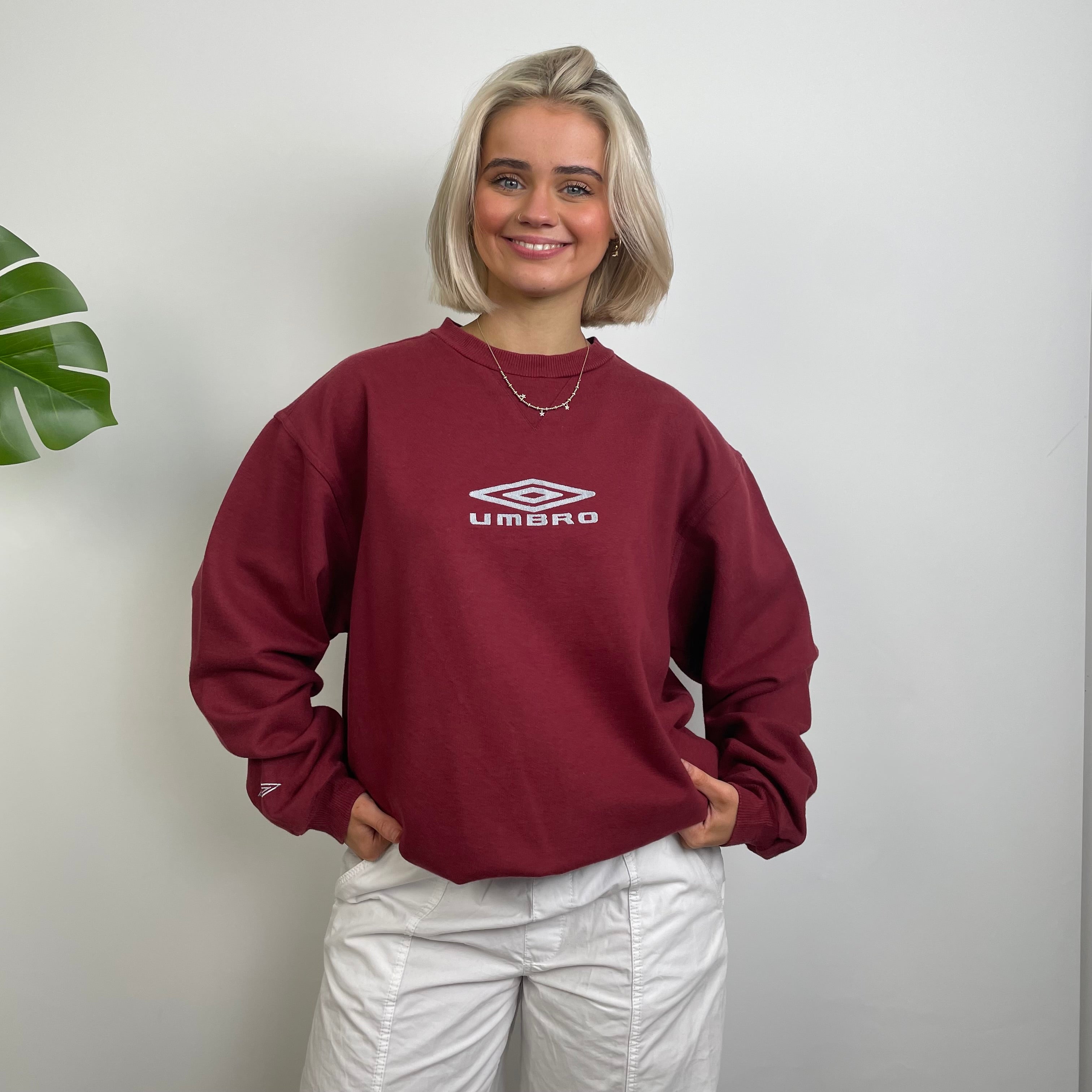 Umbro RARE Maroon Embroidered Spell Out Sweatshirt (L)