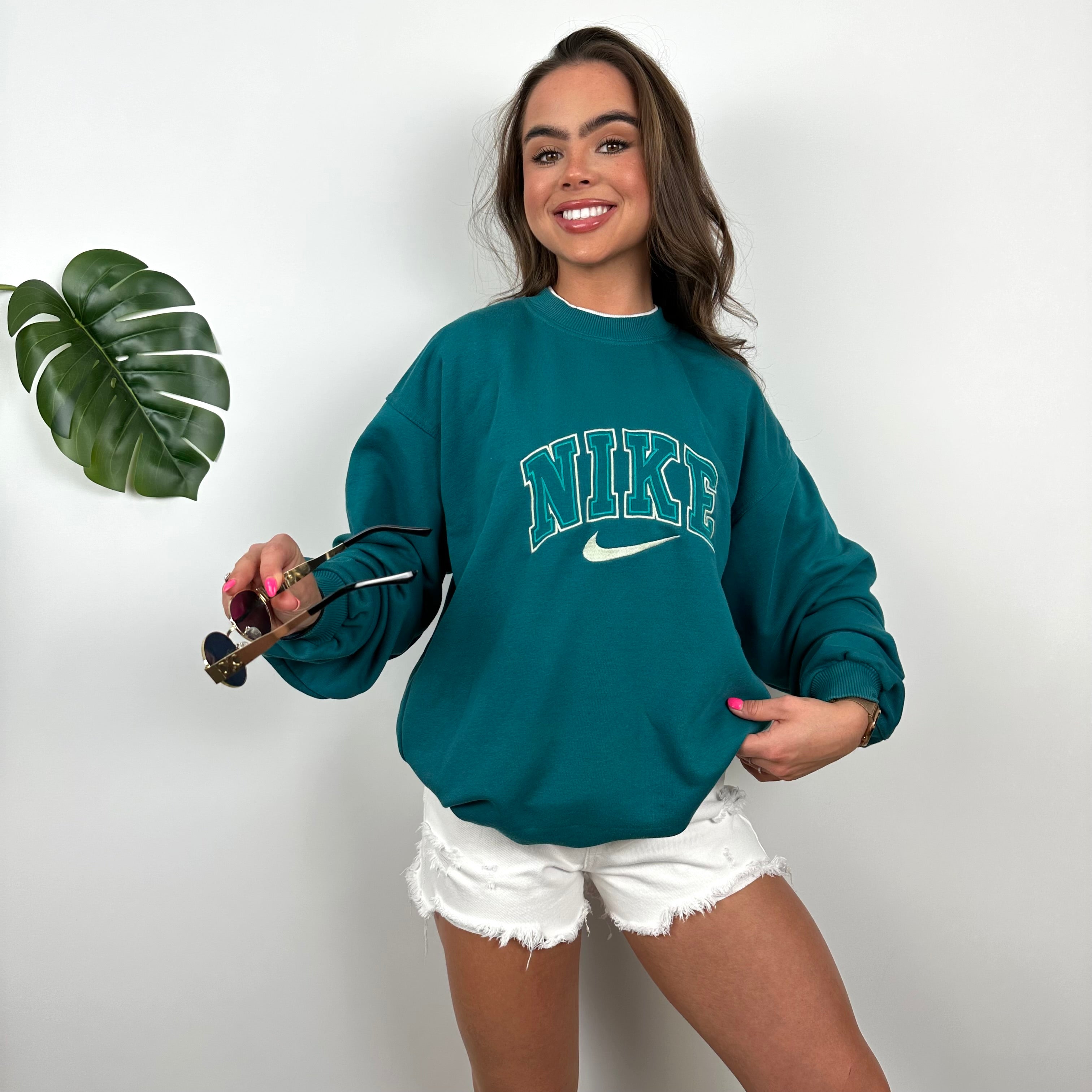 Nike Turquoise Embroidered Spell Out Sweatshirt (M)