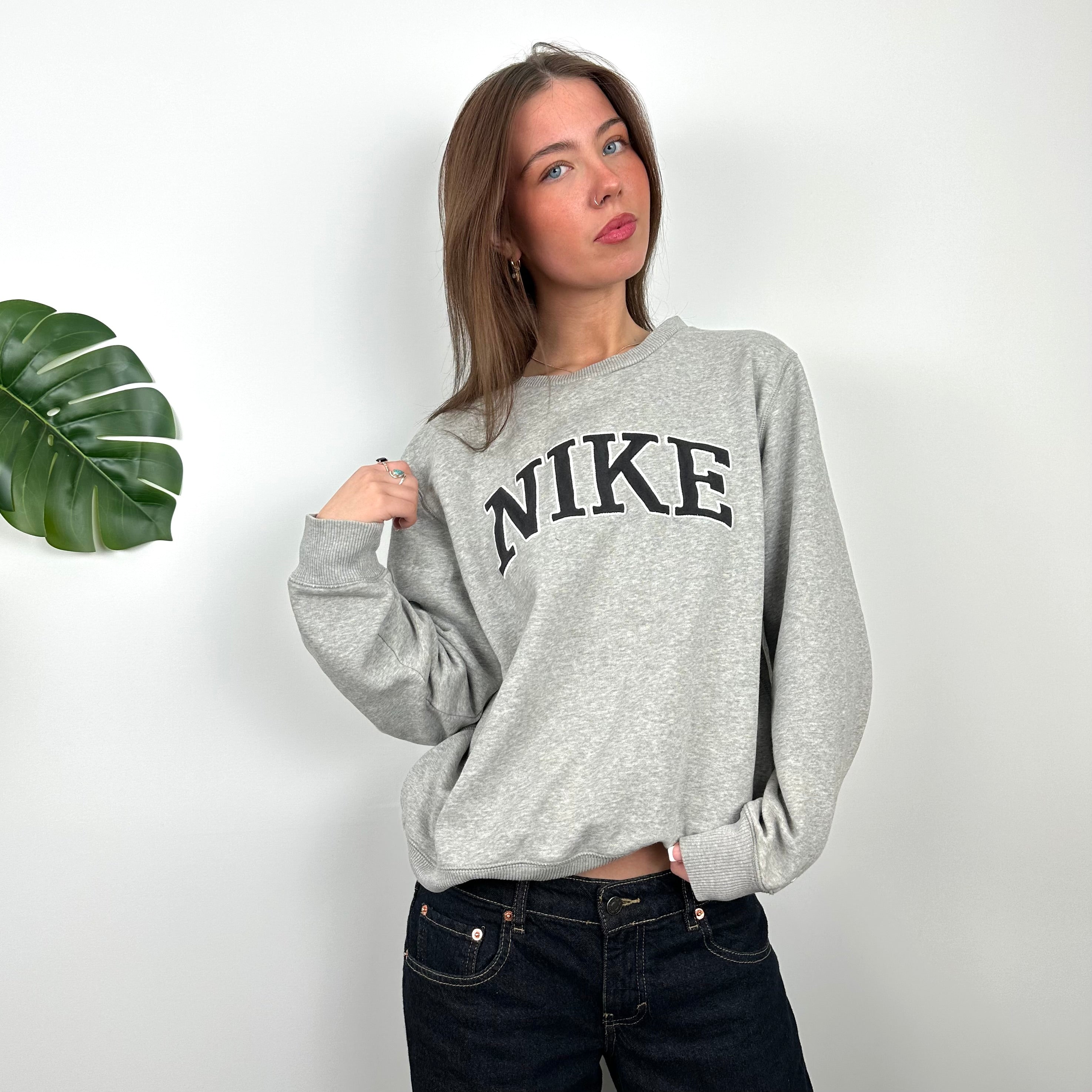 Nike Grey Embroidered Spell Out Sweatshirt (M)