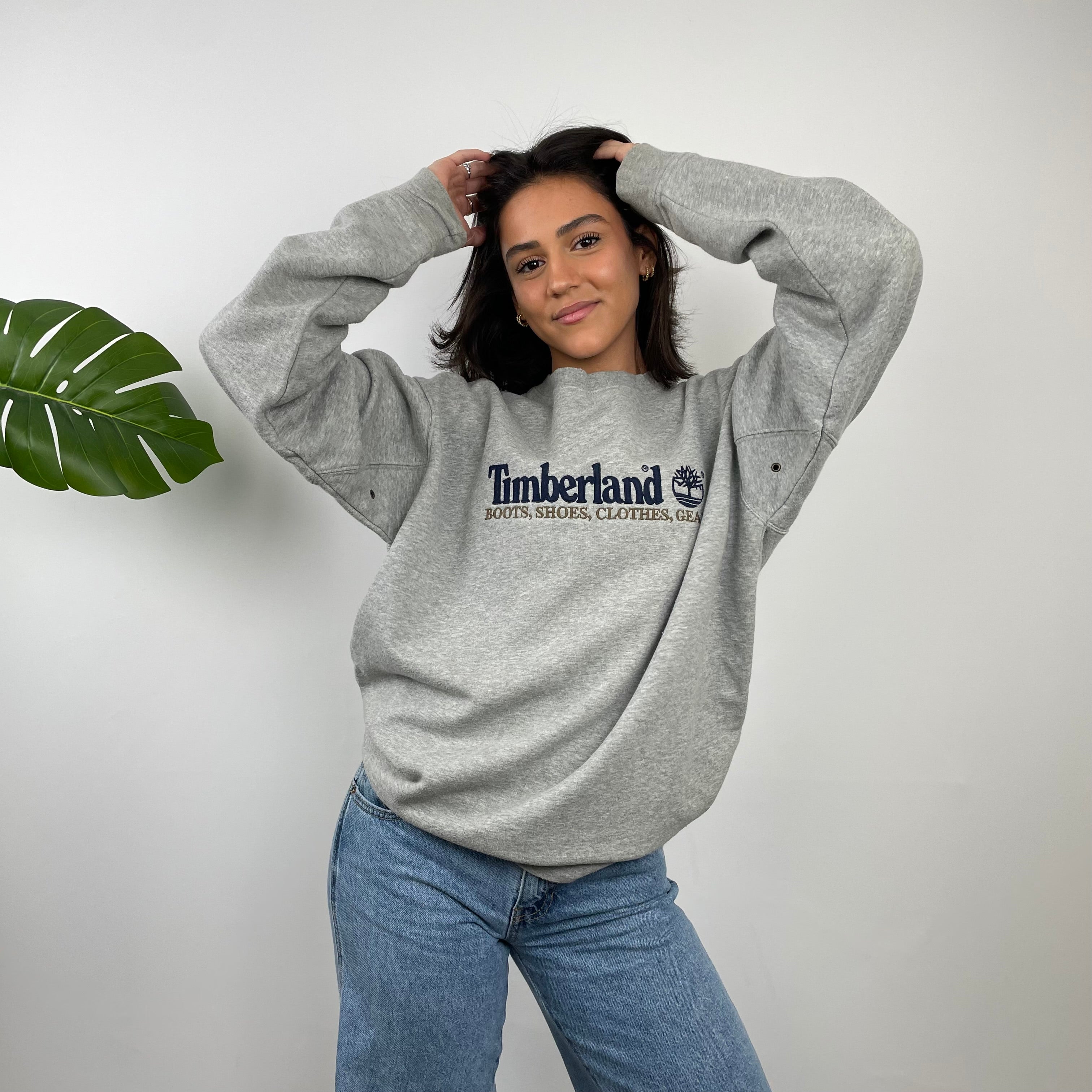 Timberland Grey Embroidered Spell Out Sweatshirt (L)