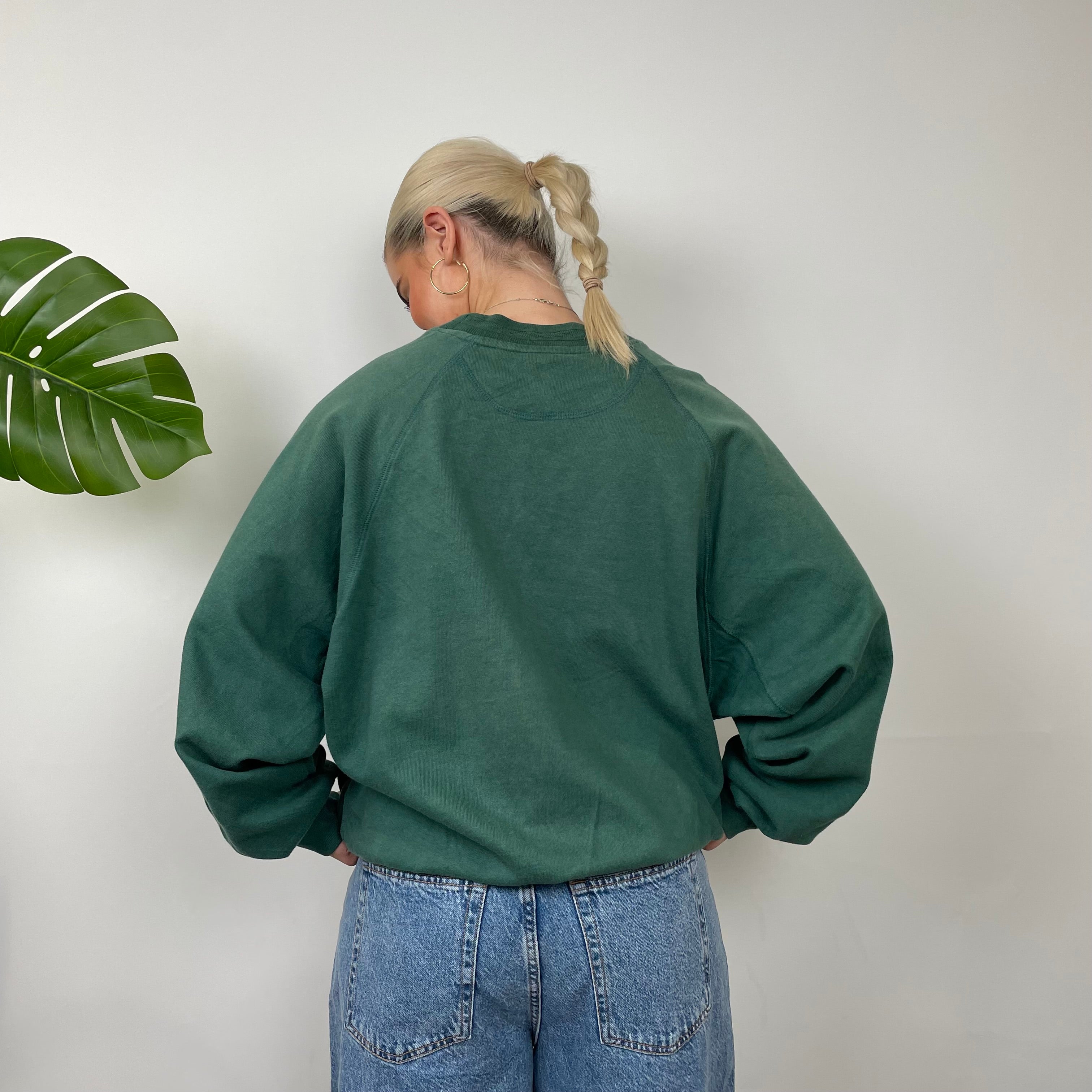 Adidas Green Embroidered Spell Out Sweatshirt (S)