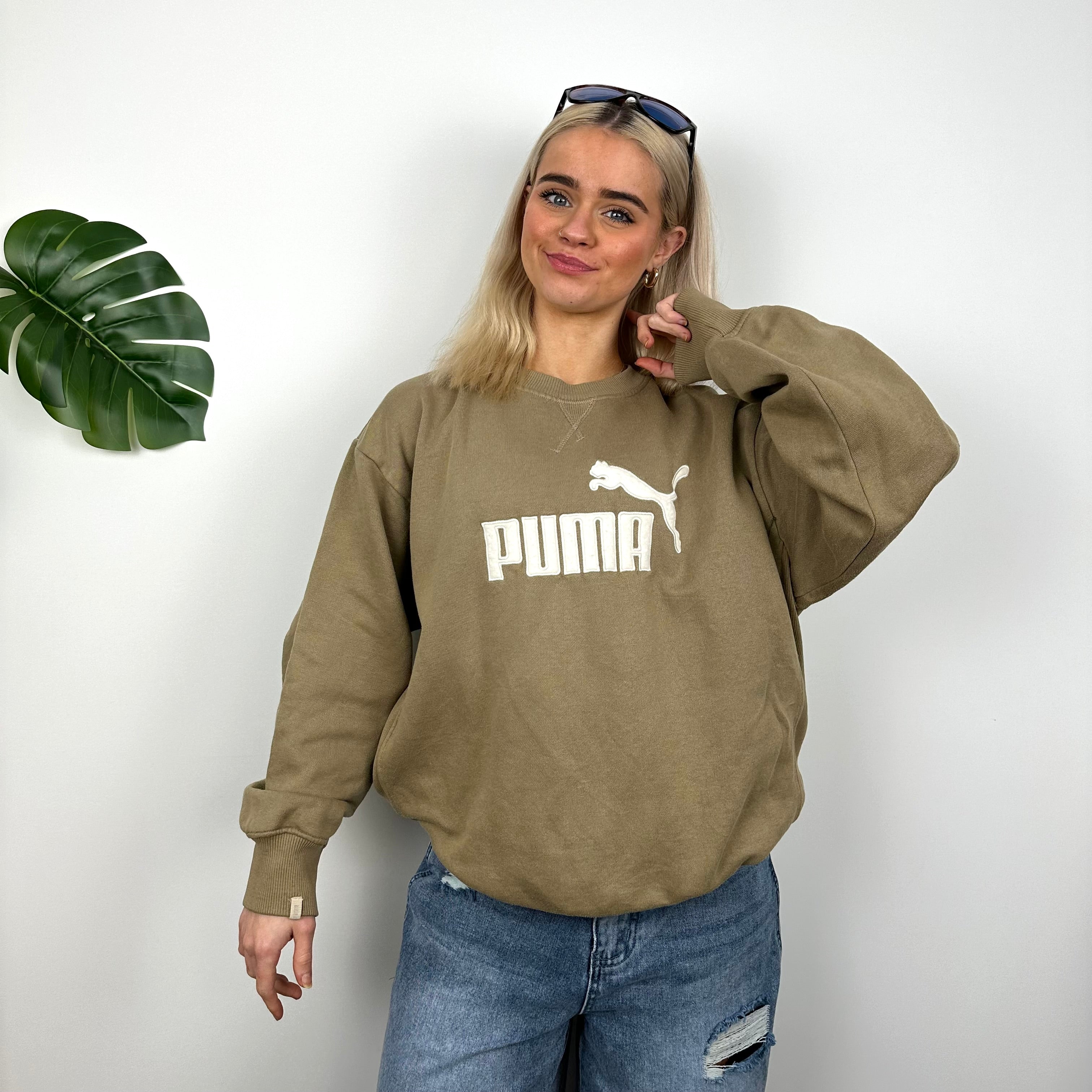 Puma Caramel Embroidered Spell Out Sweatshirt (M)