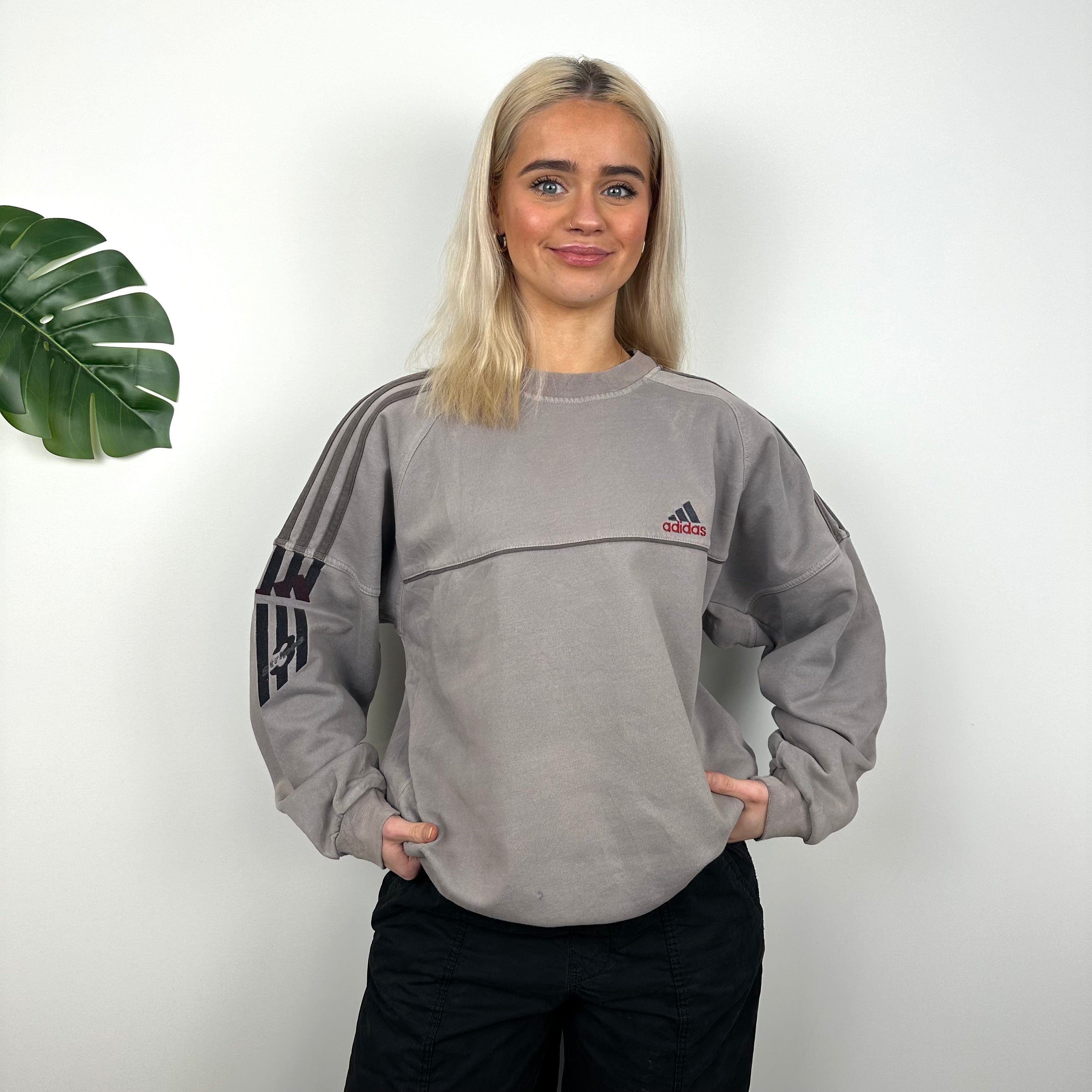 Adidas Grey Embroidered Spell Out Sweatshirt (M)