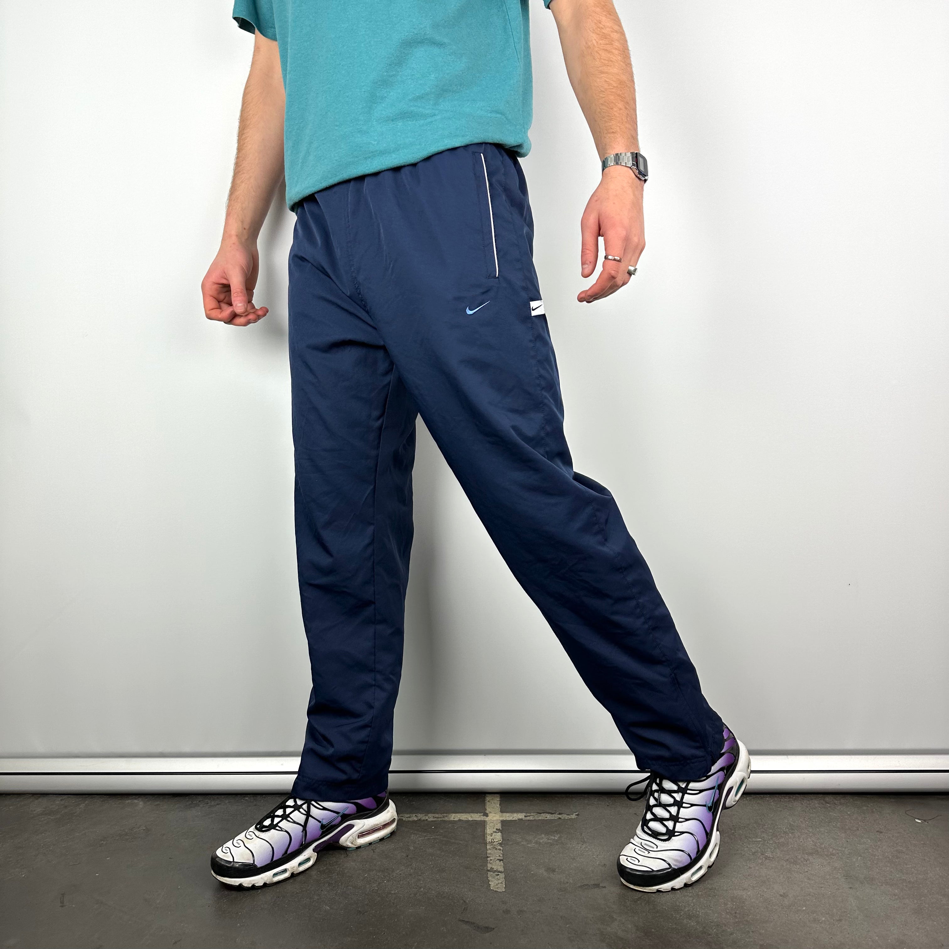 Nike Navy Embroidered Swoosh Track Pants (M)