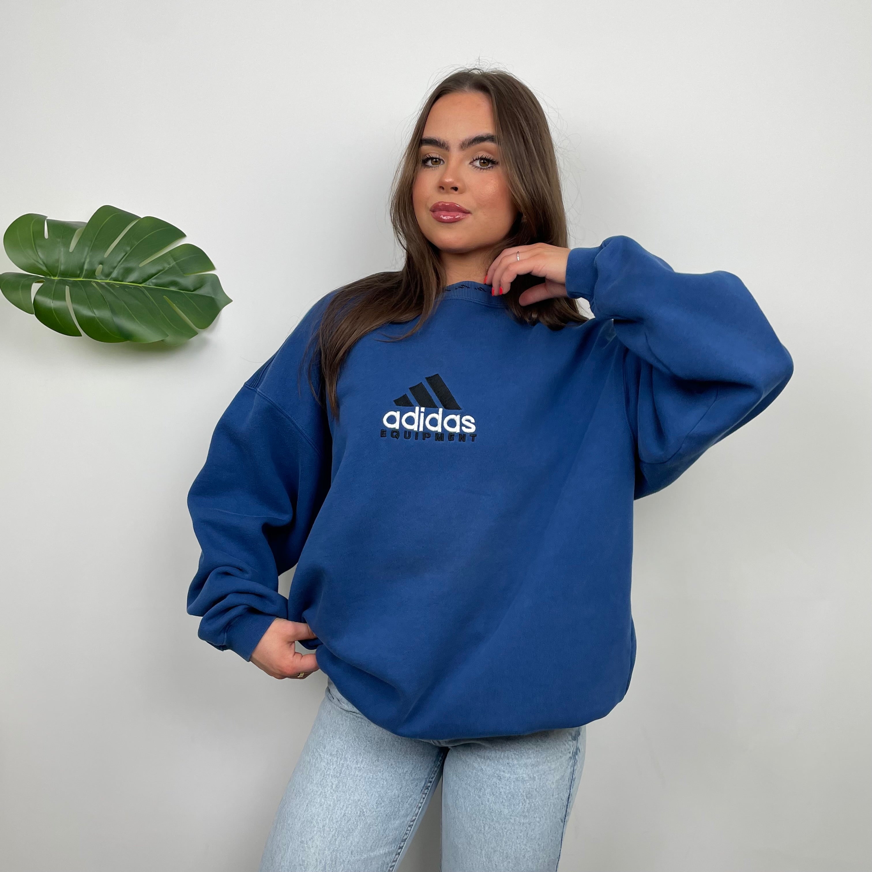 Adidas Equipment Blue Embroidered Spell Out Sweatshirt (XL)