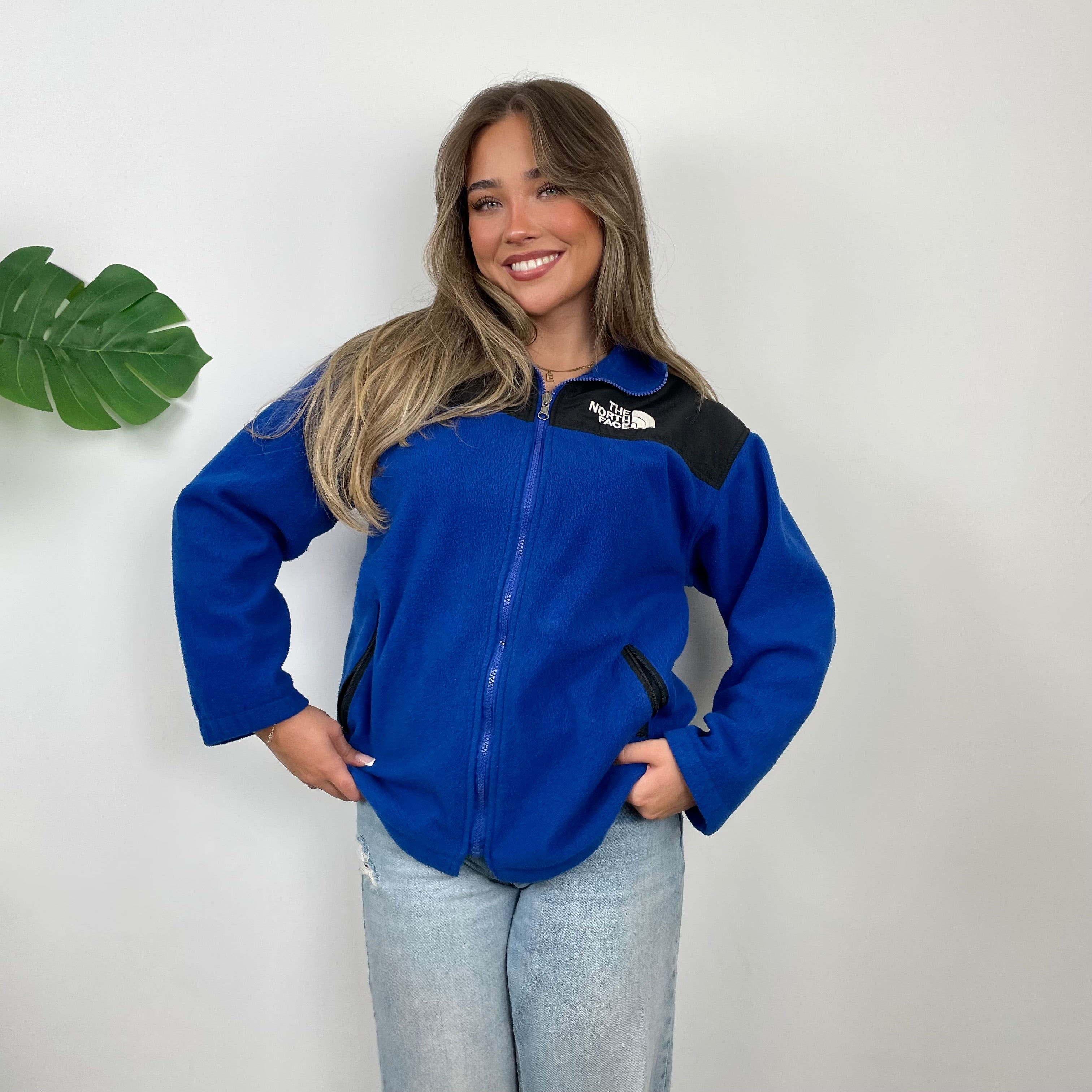 North Face Blue Denali Teddy Bear Fleece Zip Up Jacket (L)