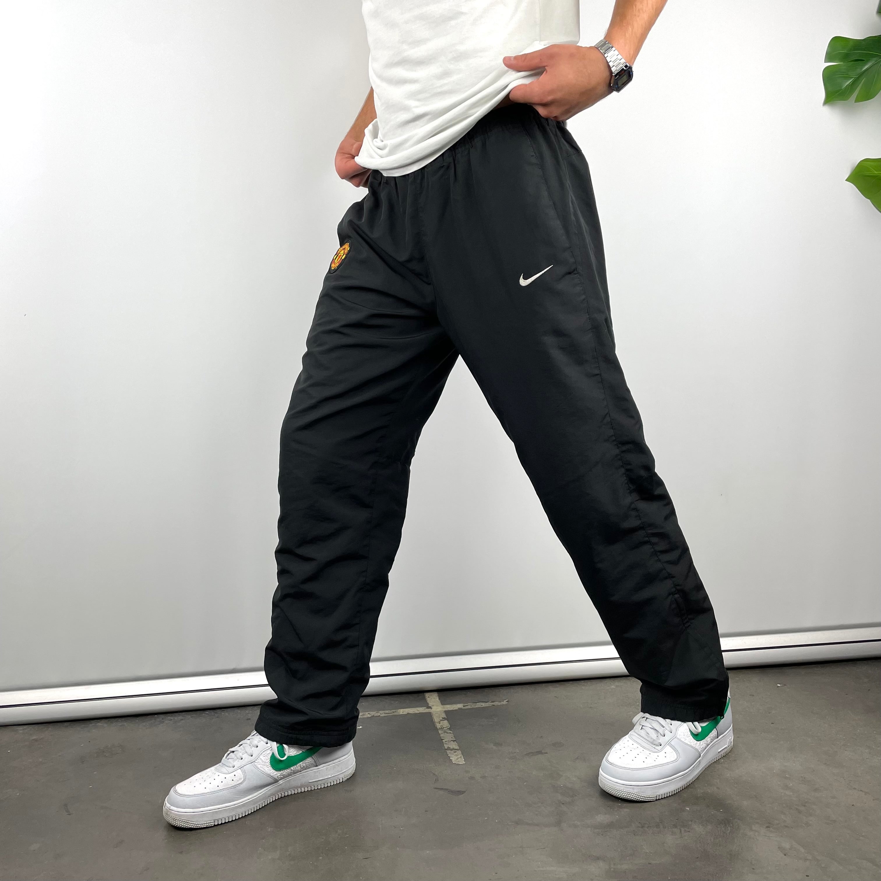 Nike X Manchester United Black Embroidered Logo Track Pants (M)