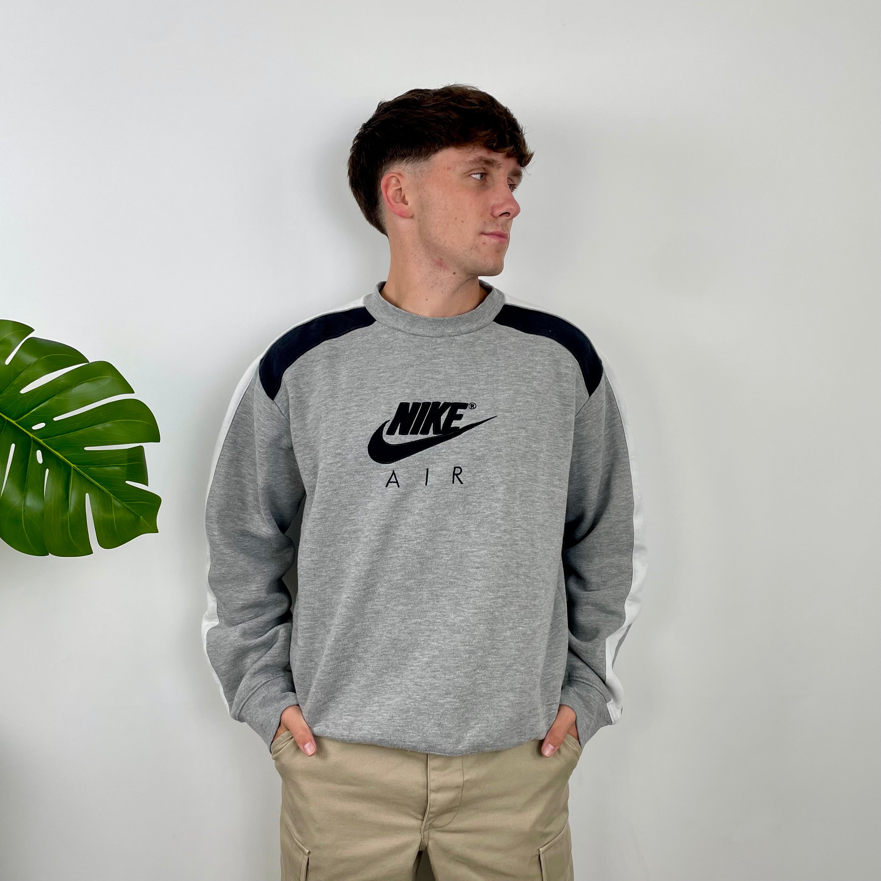 Nike Air RARE Grey Embroidered Spell Out Sweatshirt (M)