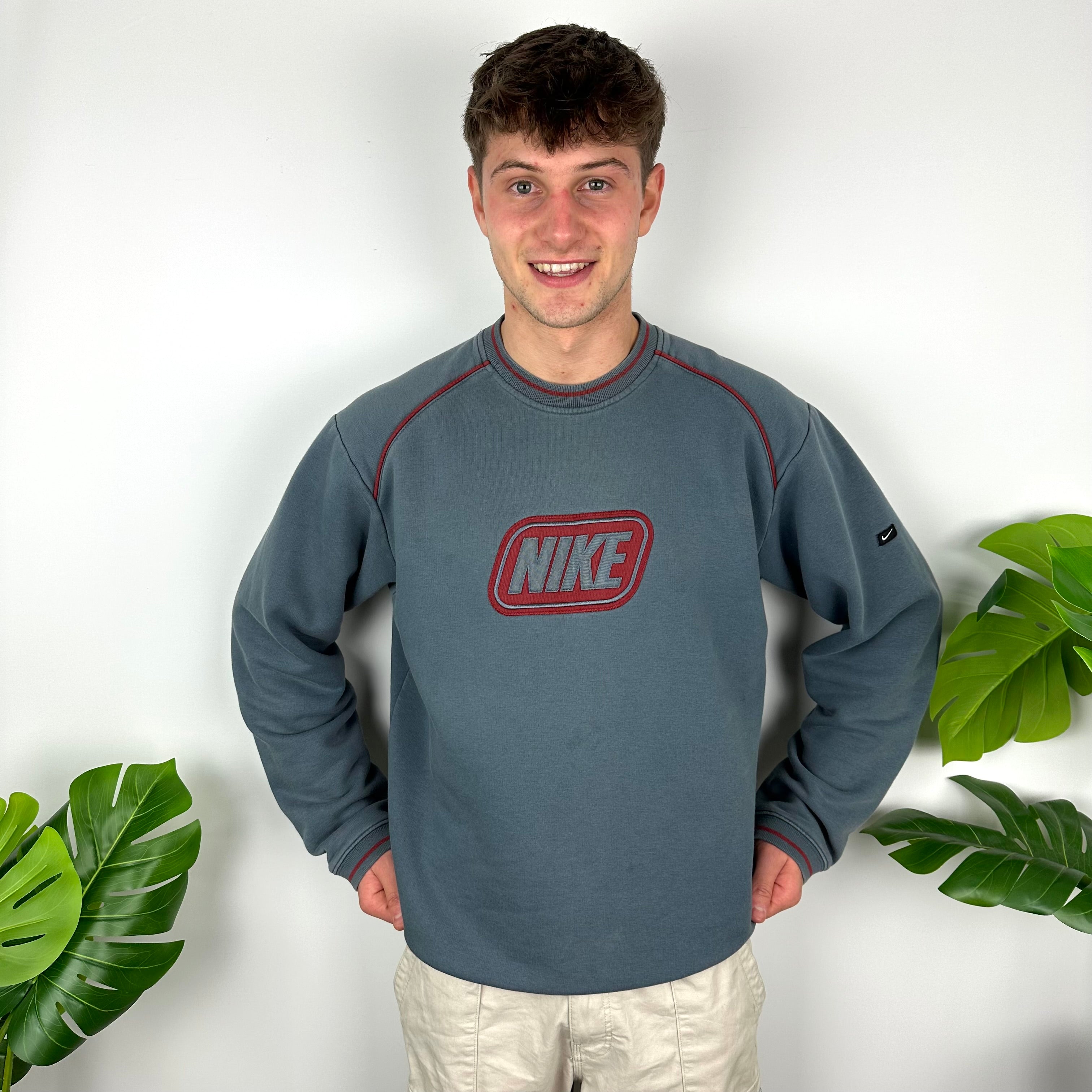 Nike Blue Embroidered Spell Out Sweatshirt (L)