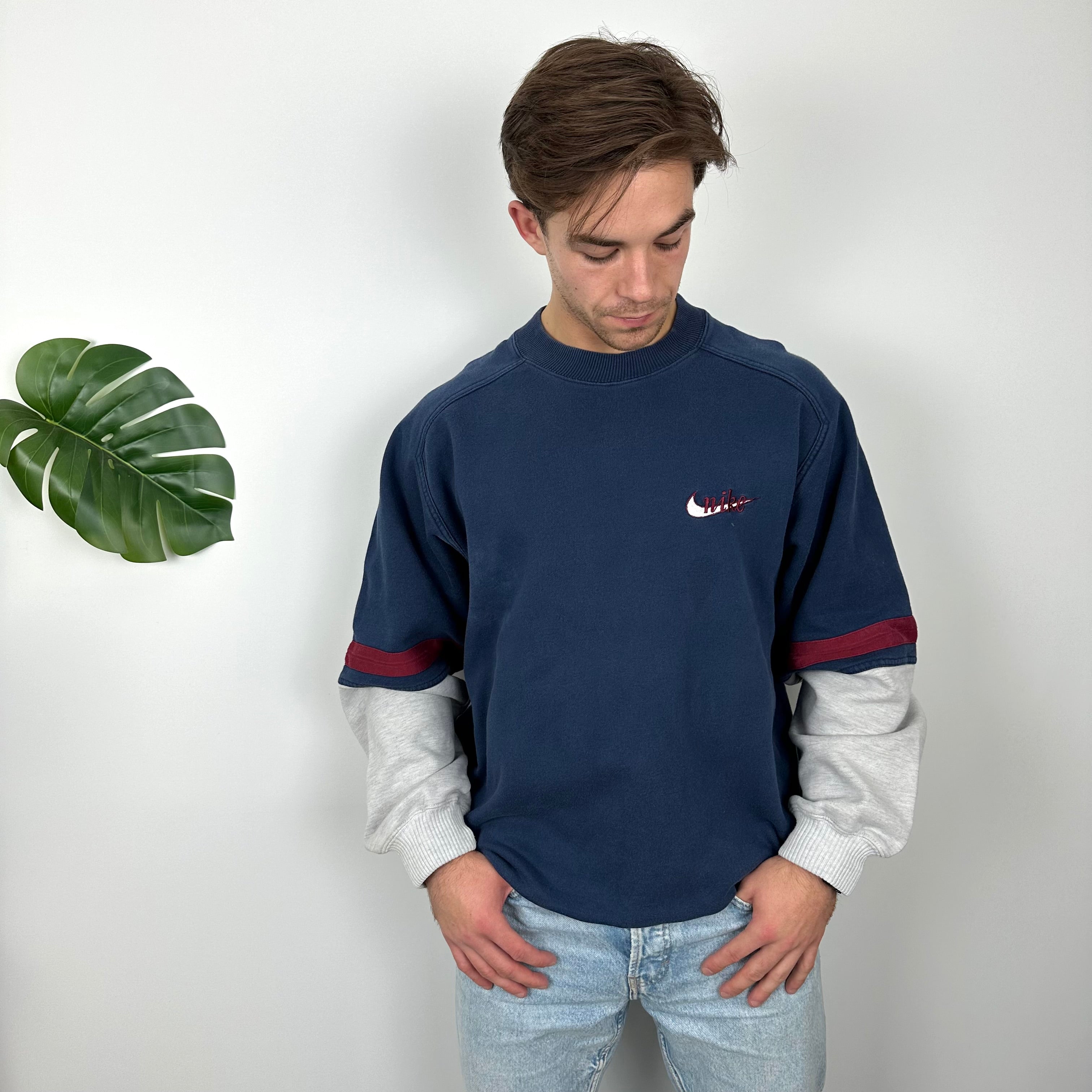 Nike Blue Embroidered Spell Out Sweatshirt (L)