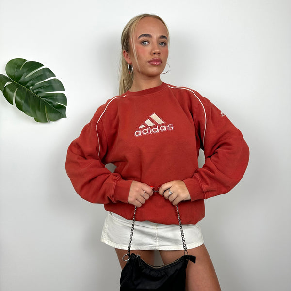 Adidas Red Embroidered Spell Out Sweatshirt (L)