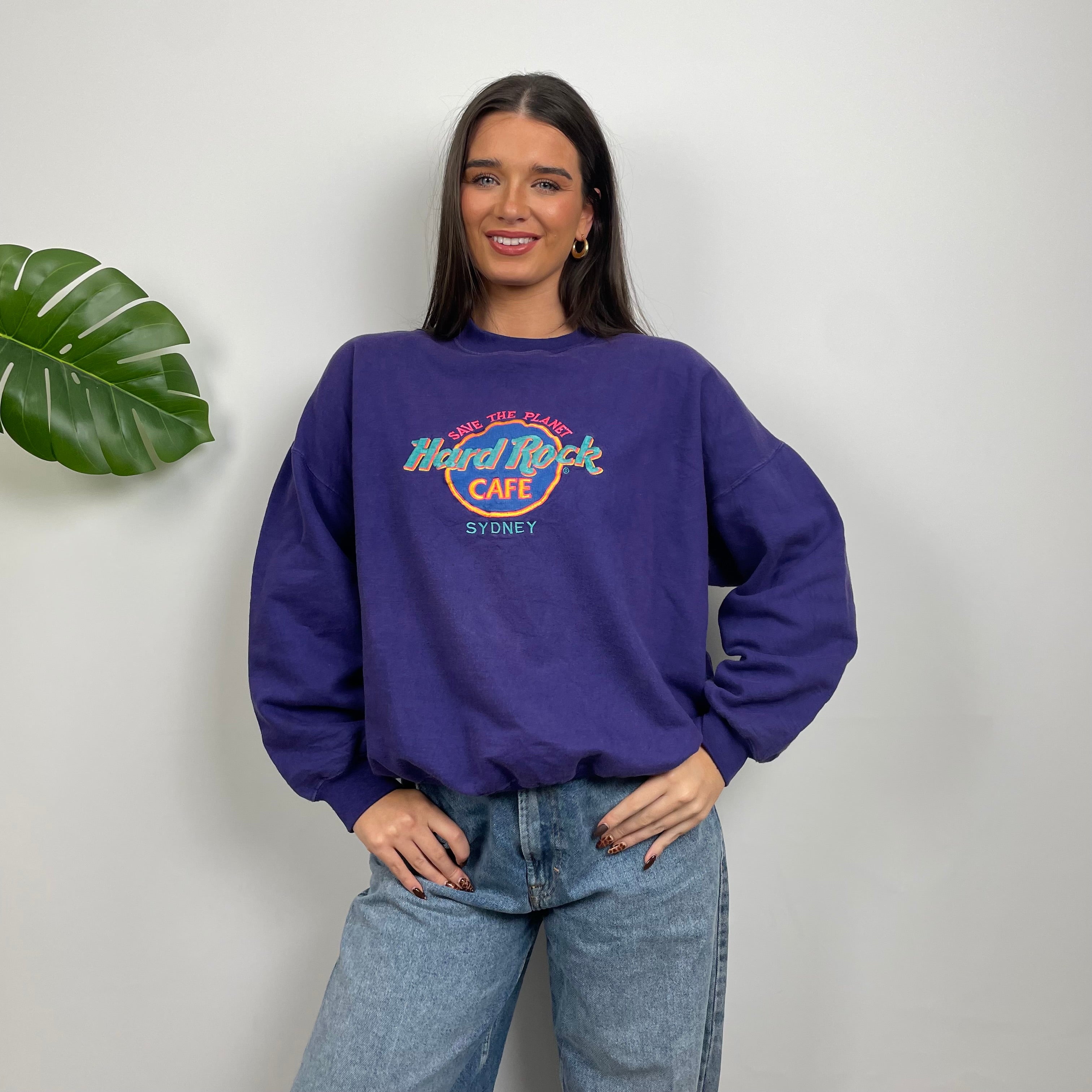 Hard Rock Cafe Sydney Purple Spell Out Sweatshirt (M)