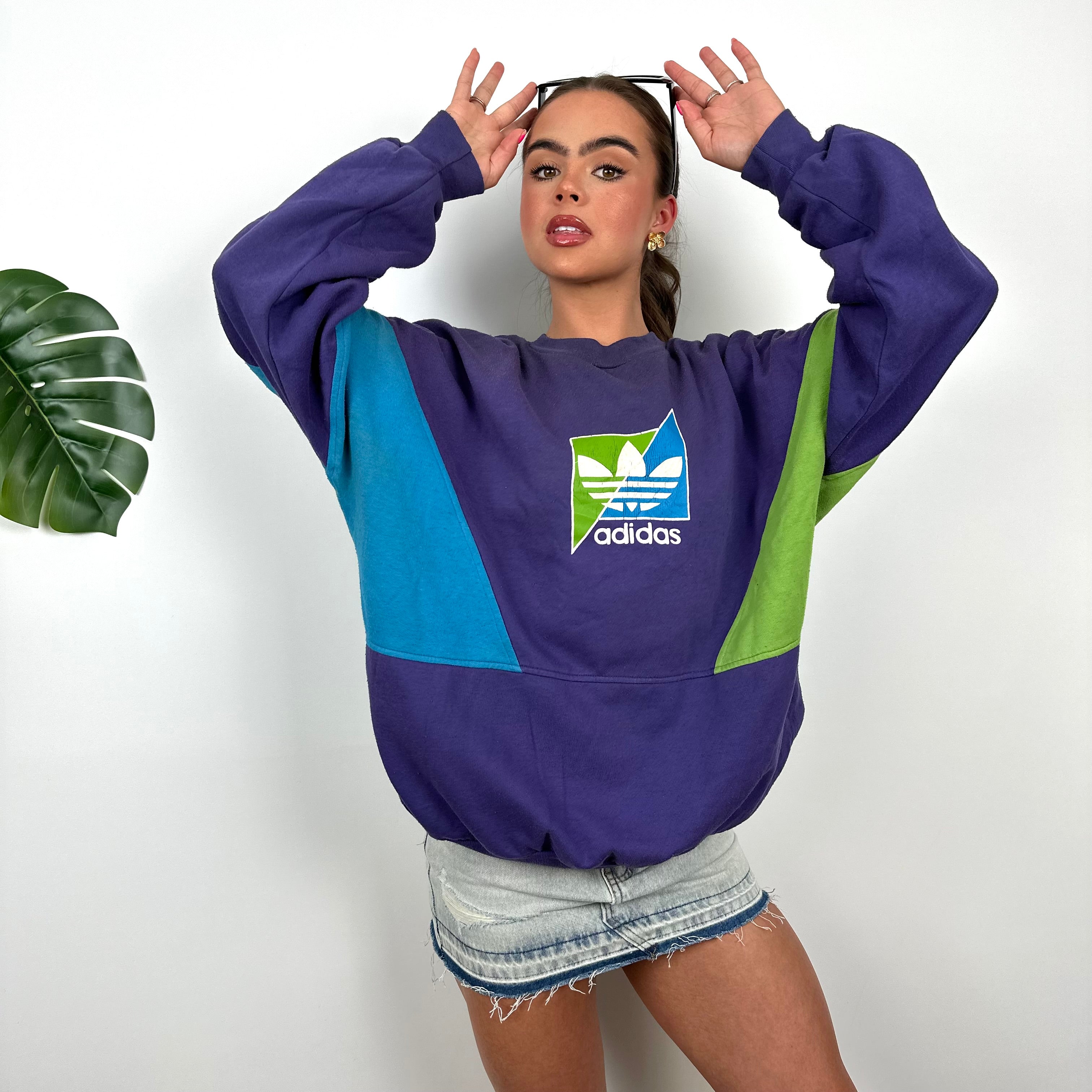 Adidas Purple Colour Block Sweatshirt (M)