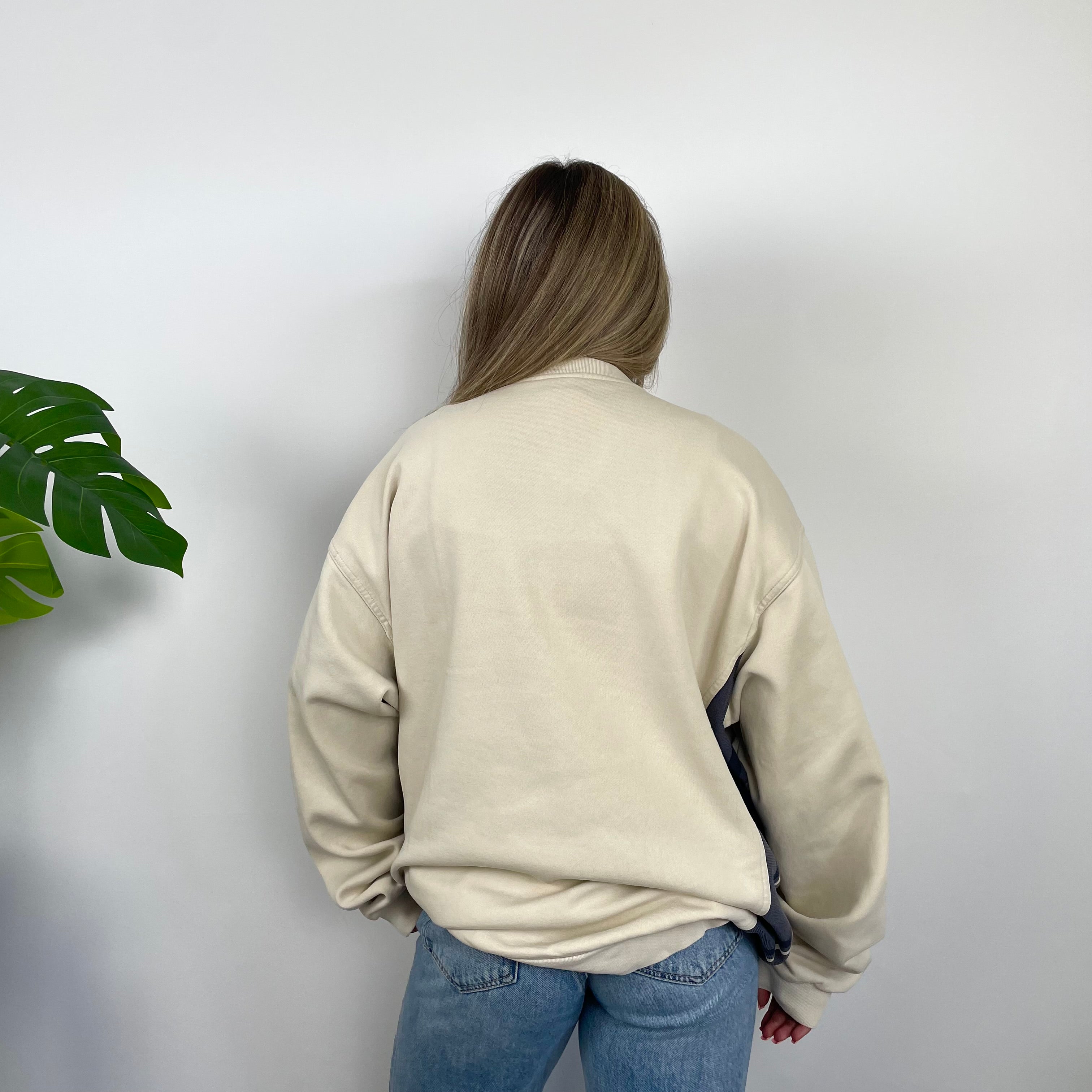 Nike Cream Embroidered Swoosh Sweatshirt (XL)
