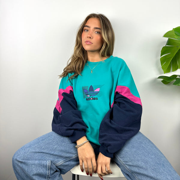 Adidas Turquoise Blue Spell Out Sweatshirt (XL)