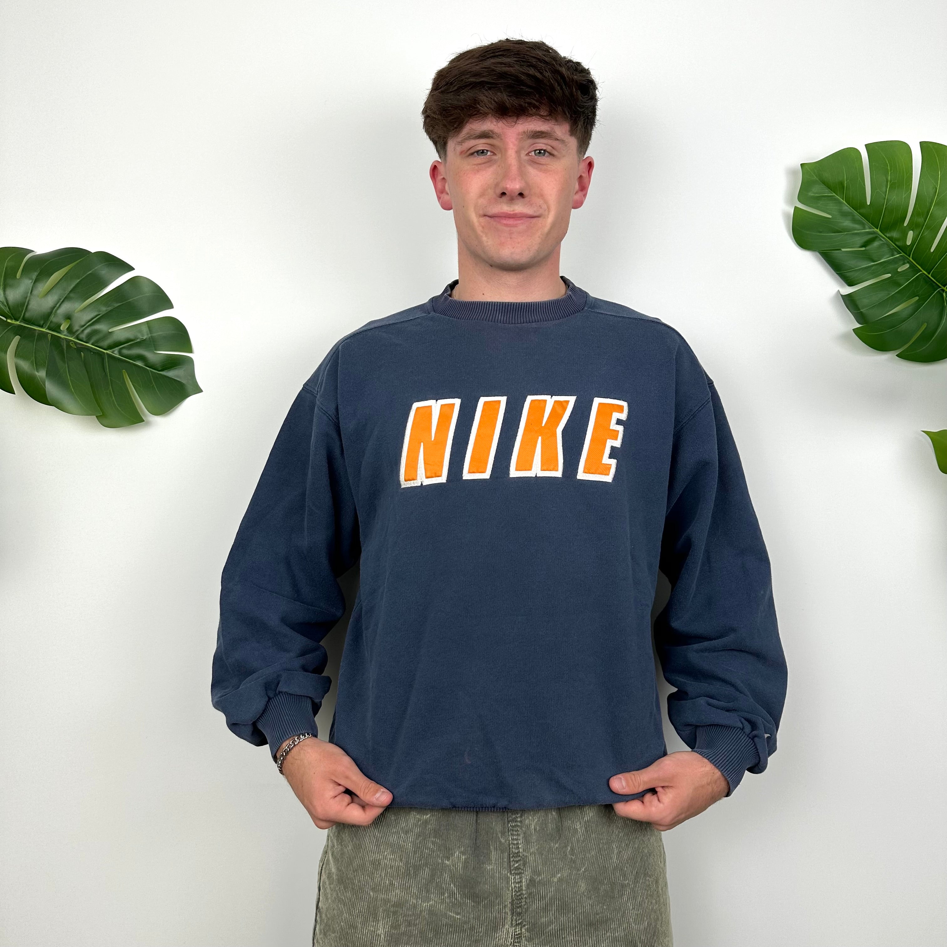 Nike Navy Embroidered Spell Out Sweatshirt (M)