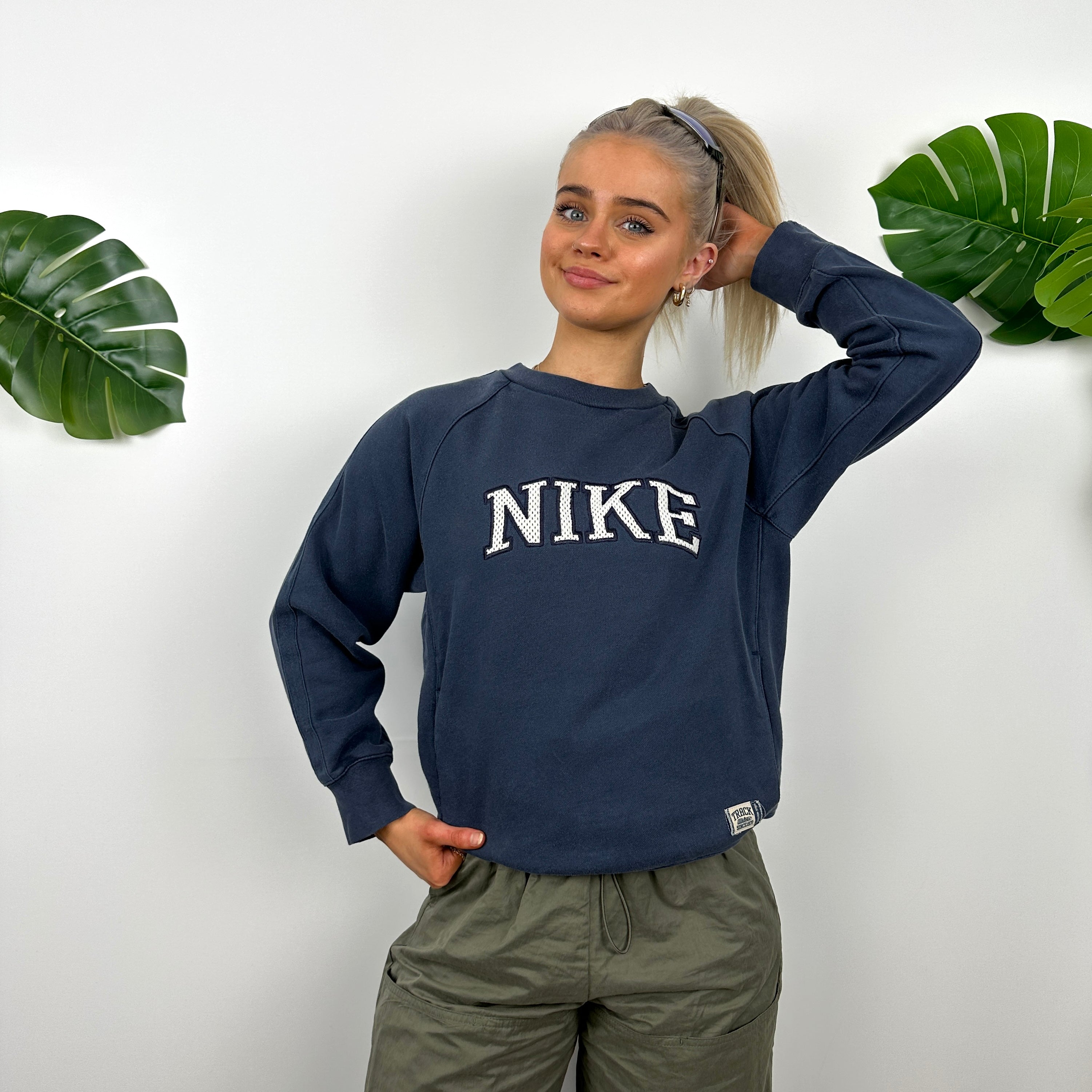 Nike Navy Embroidered Spell Out Sweatshirt (S)