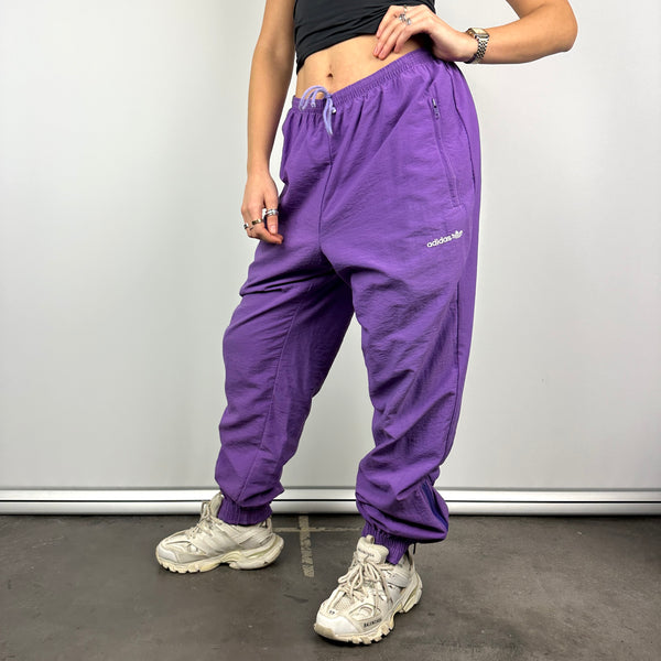 Adidas Purple Embroidered Spell Out Track Pants (L)