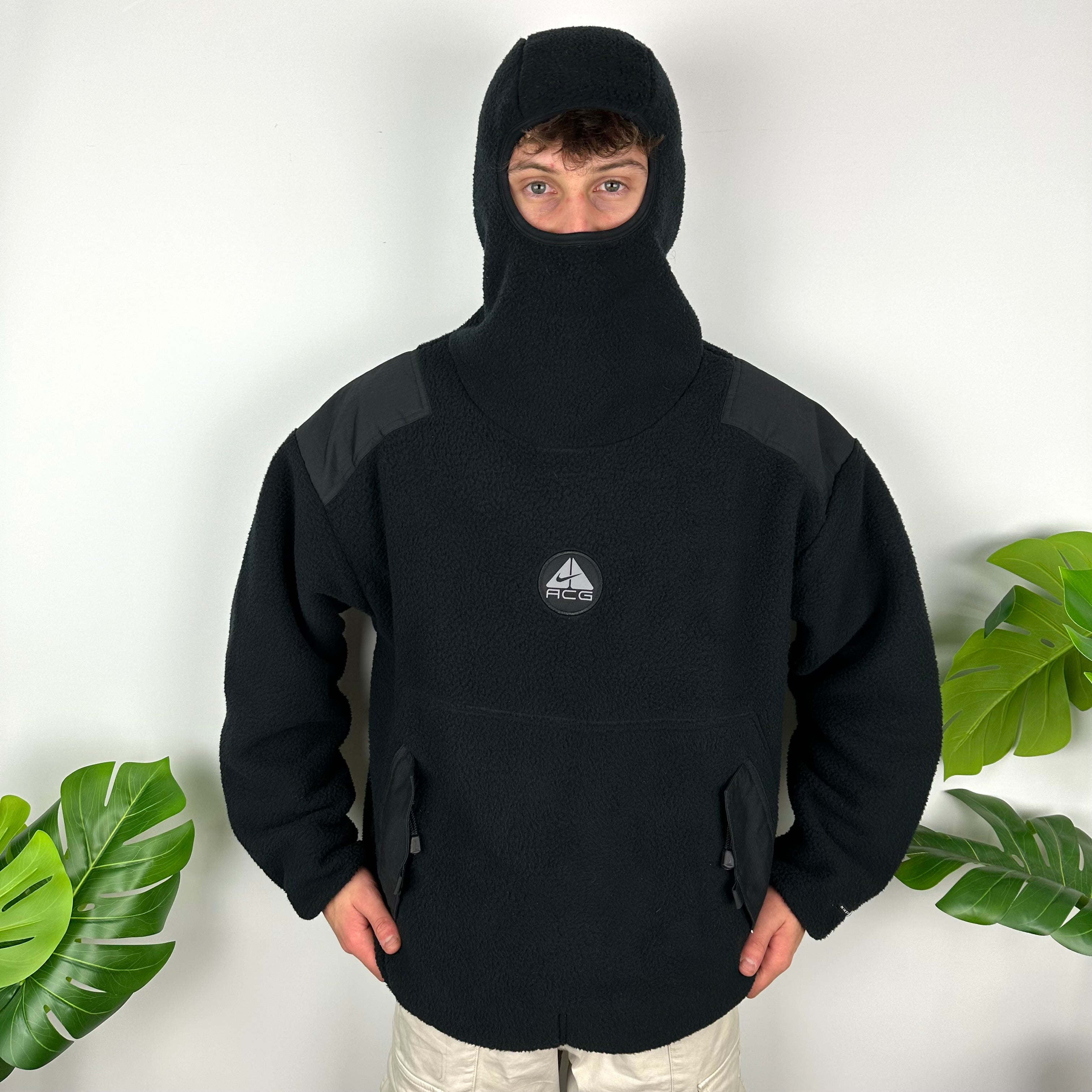 Nike ACG Black Embroidered Spell Out Balaclava Teddy Bear Fleece
