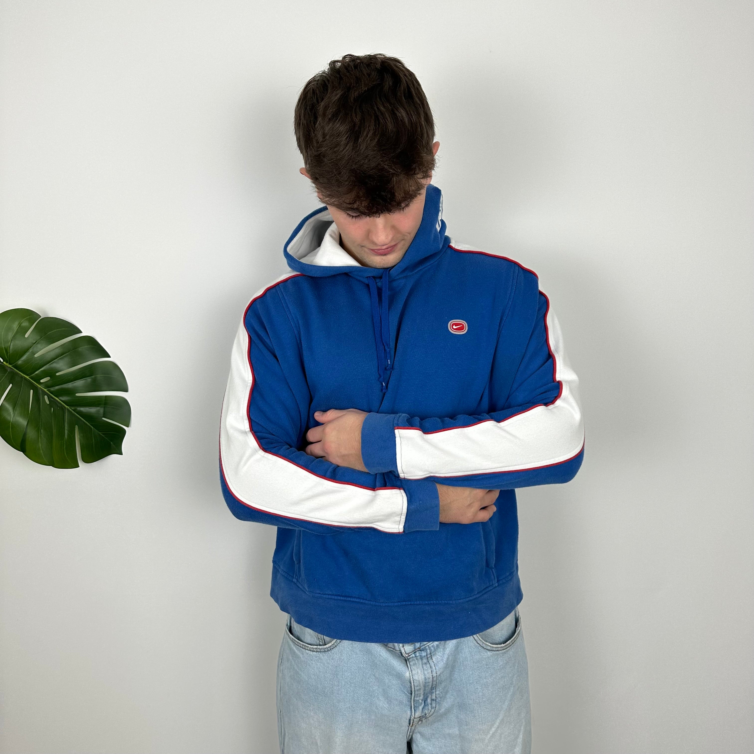 Nike Cortez Blue Embroidered Swoosh Hoodie (XL)