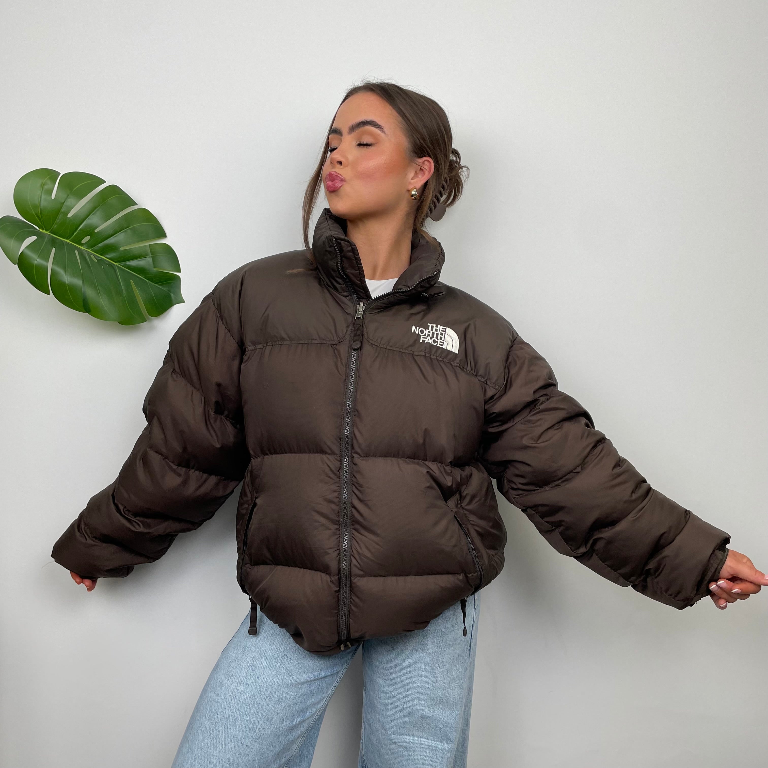 North Face Brown Nupste 700 Puffer Jacket As Worn By Barbara Kristoffersen (L)