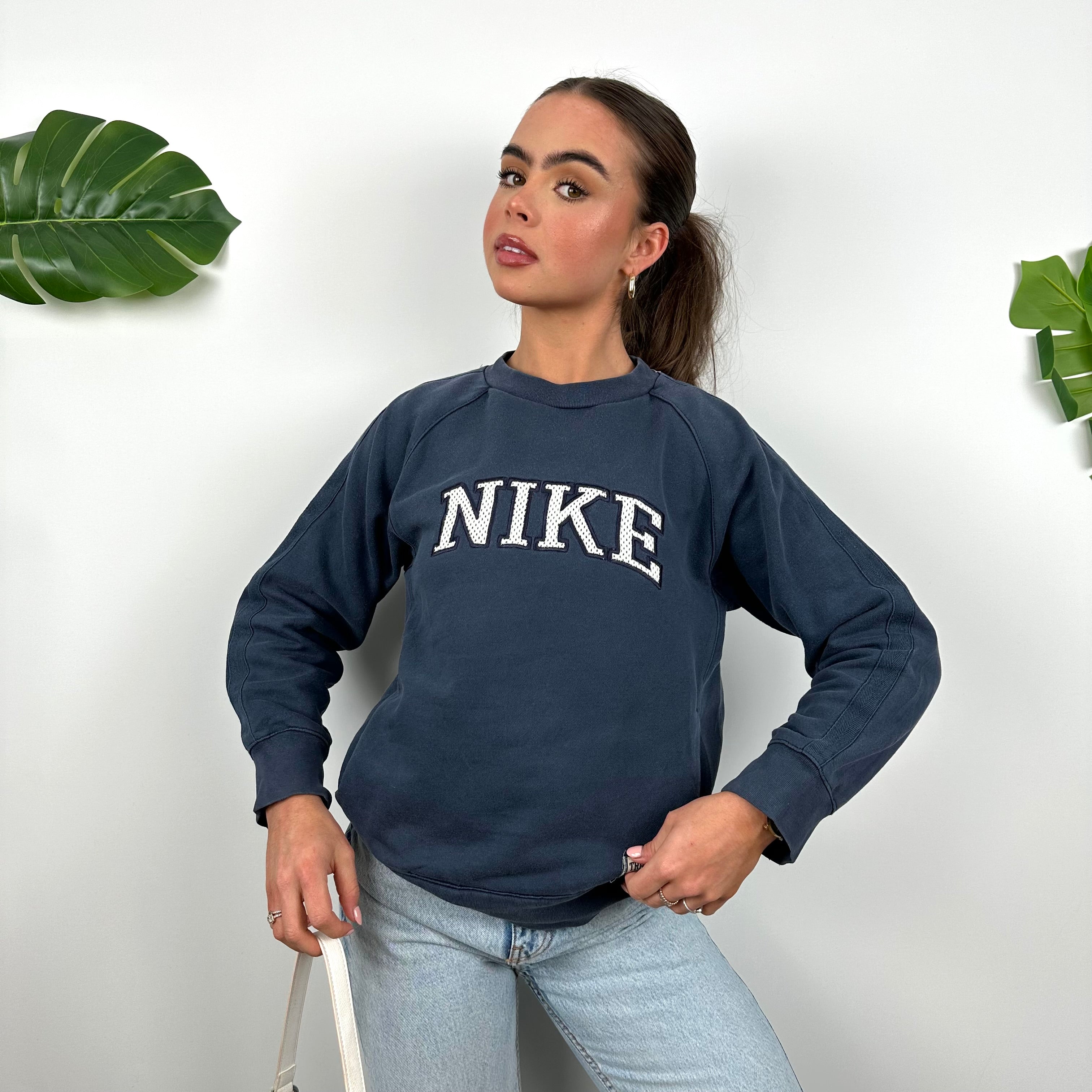 Nike Navy Embroidered Spell Out Sweatshirt (S)