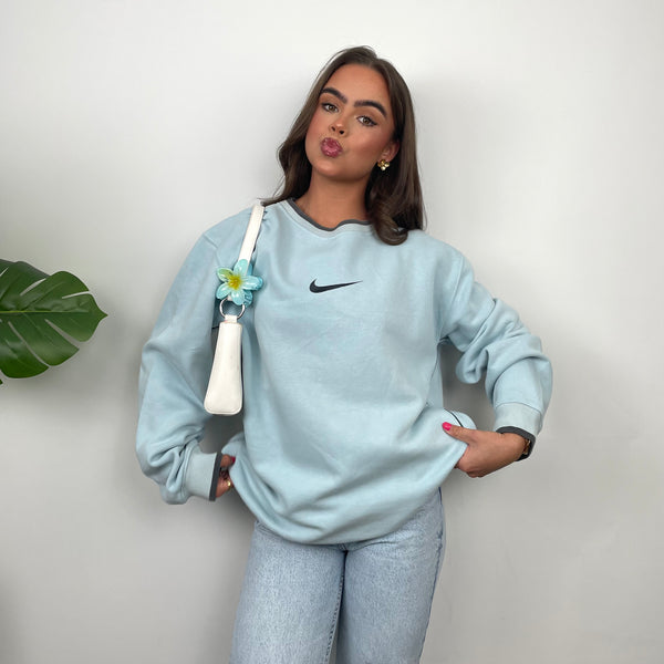 Nike Baby Blue Embroidered Swoosh Sweatshirt (L)