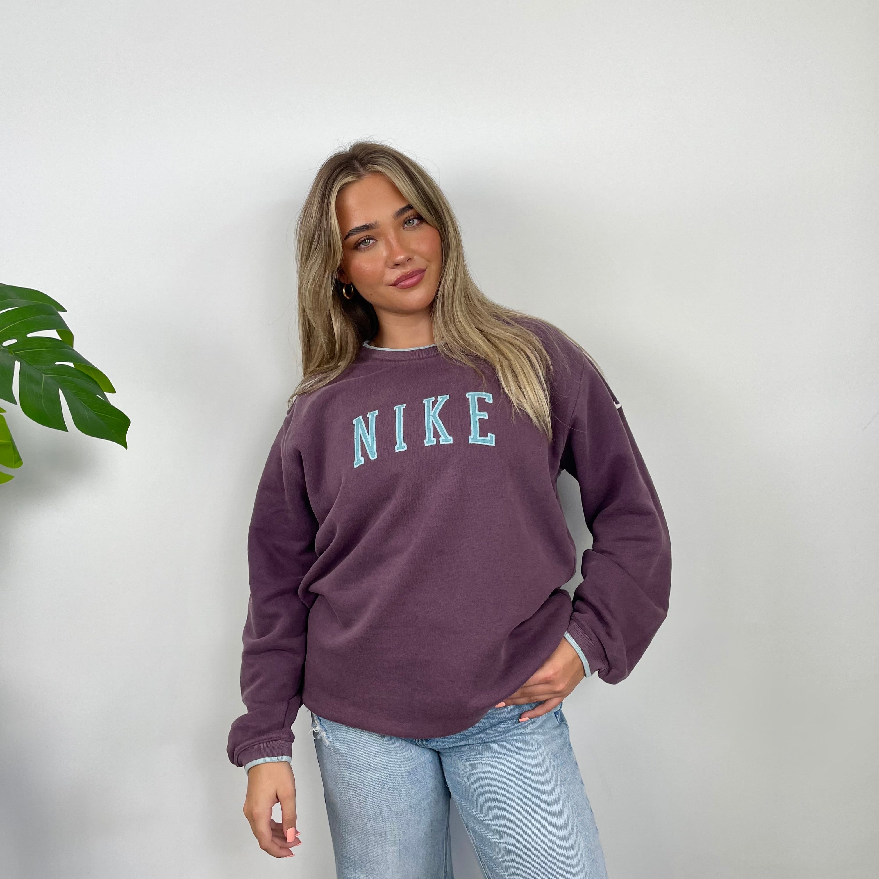 Nike Purple Embroidered Spell Out Sweatshirt (L)