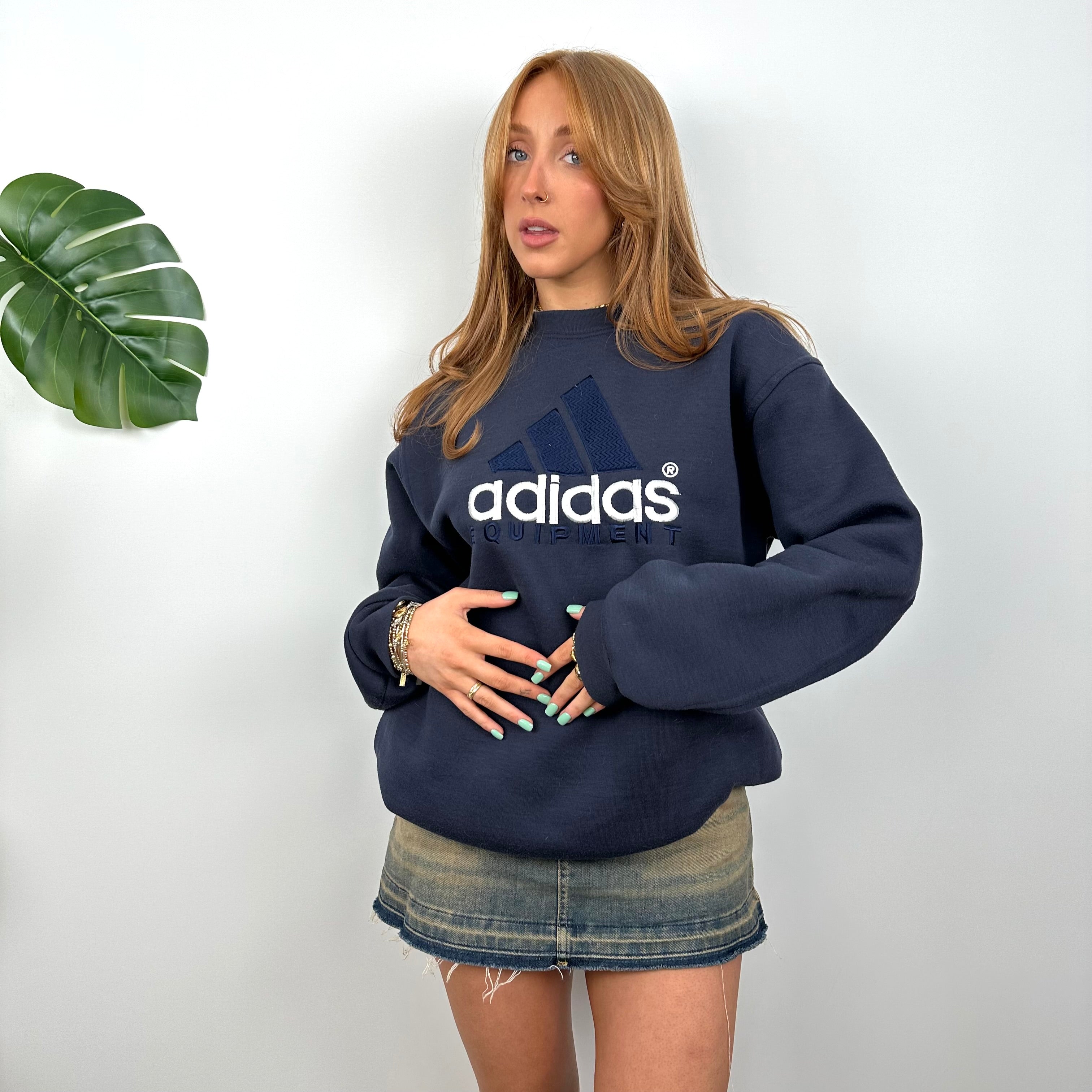 Adidas Equipment RARE Navy Embroidered Spell Out Sweatshirt (L)