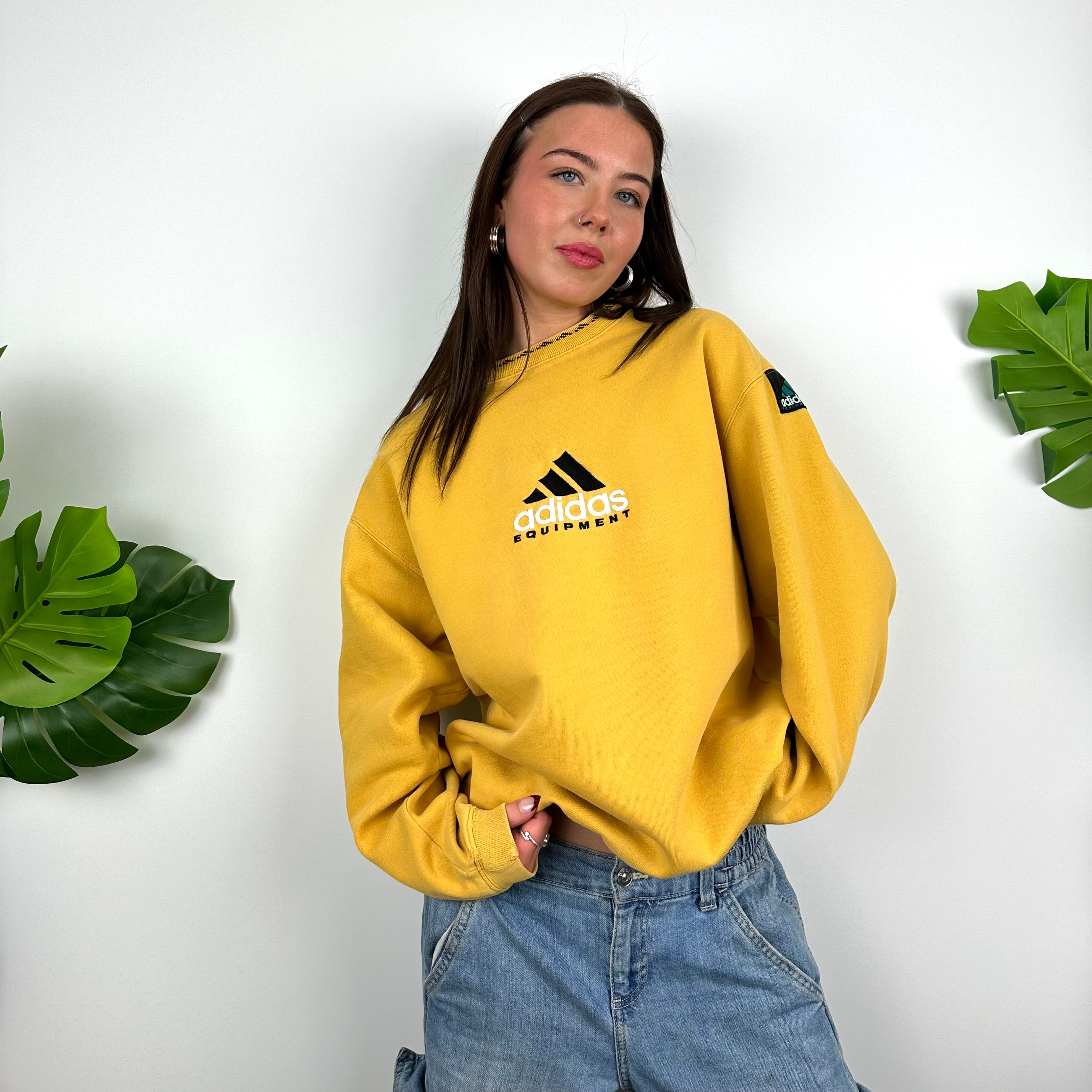 Adidas Equipment EQT RARE Yellow Embroidered Spell Out Sweatshirt (L)