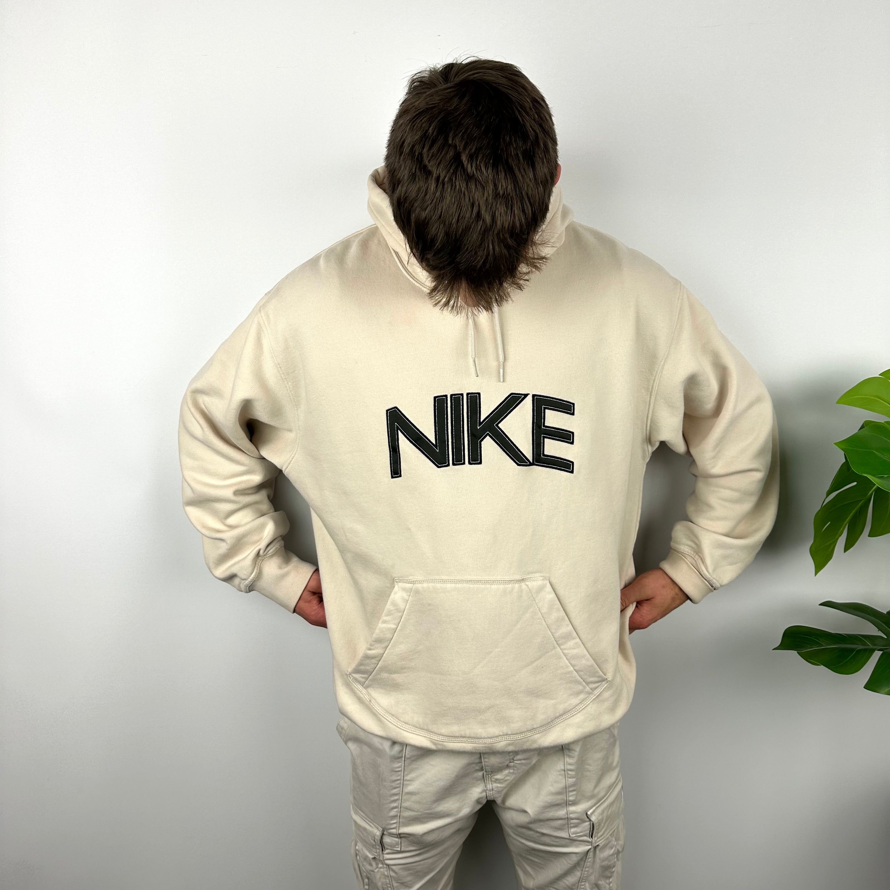Nike Cream Embroidered Spell Out Hoodie (XXL)