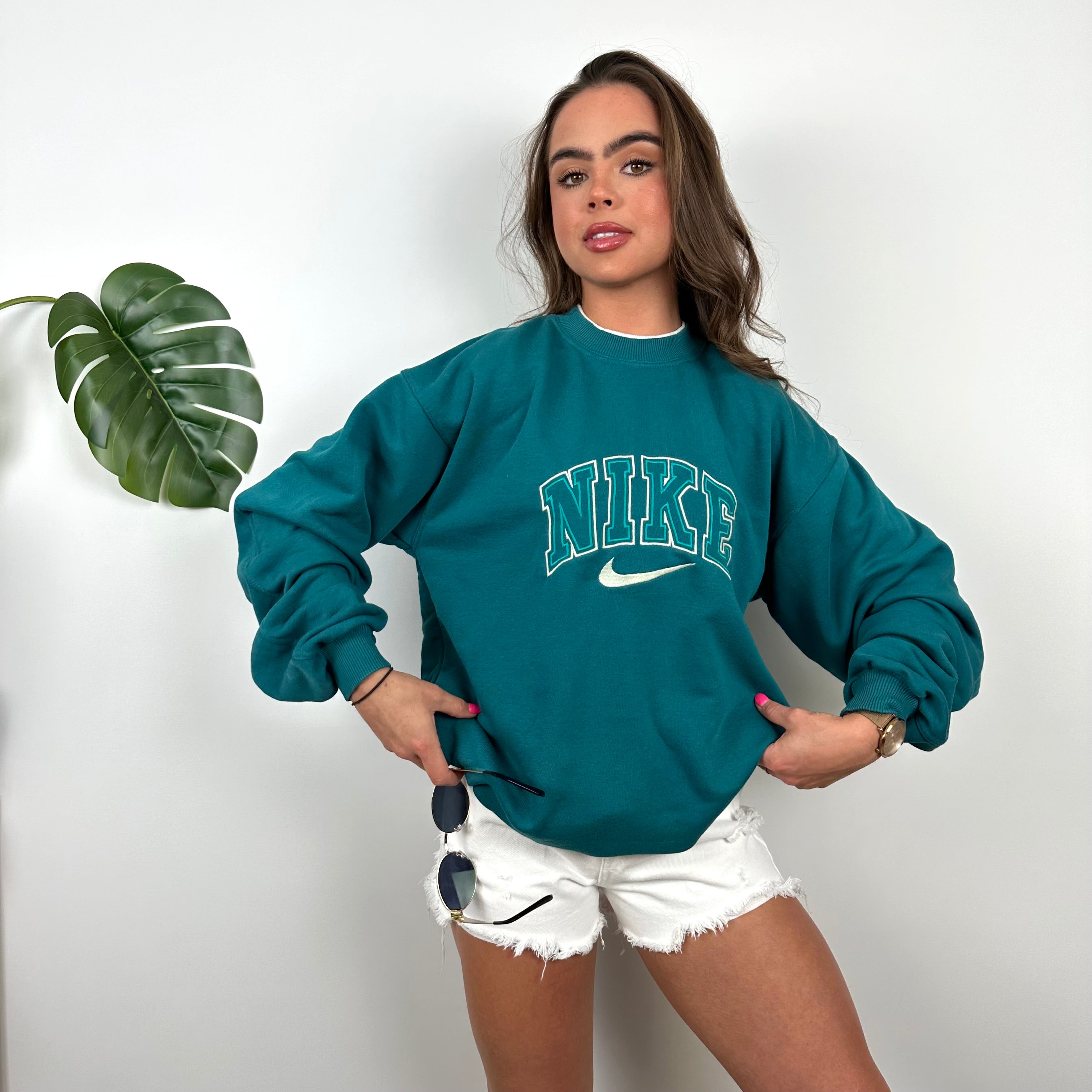 Nike Turquoise Embroidered Spell Out Sweatshirt (M)