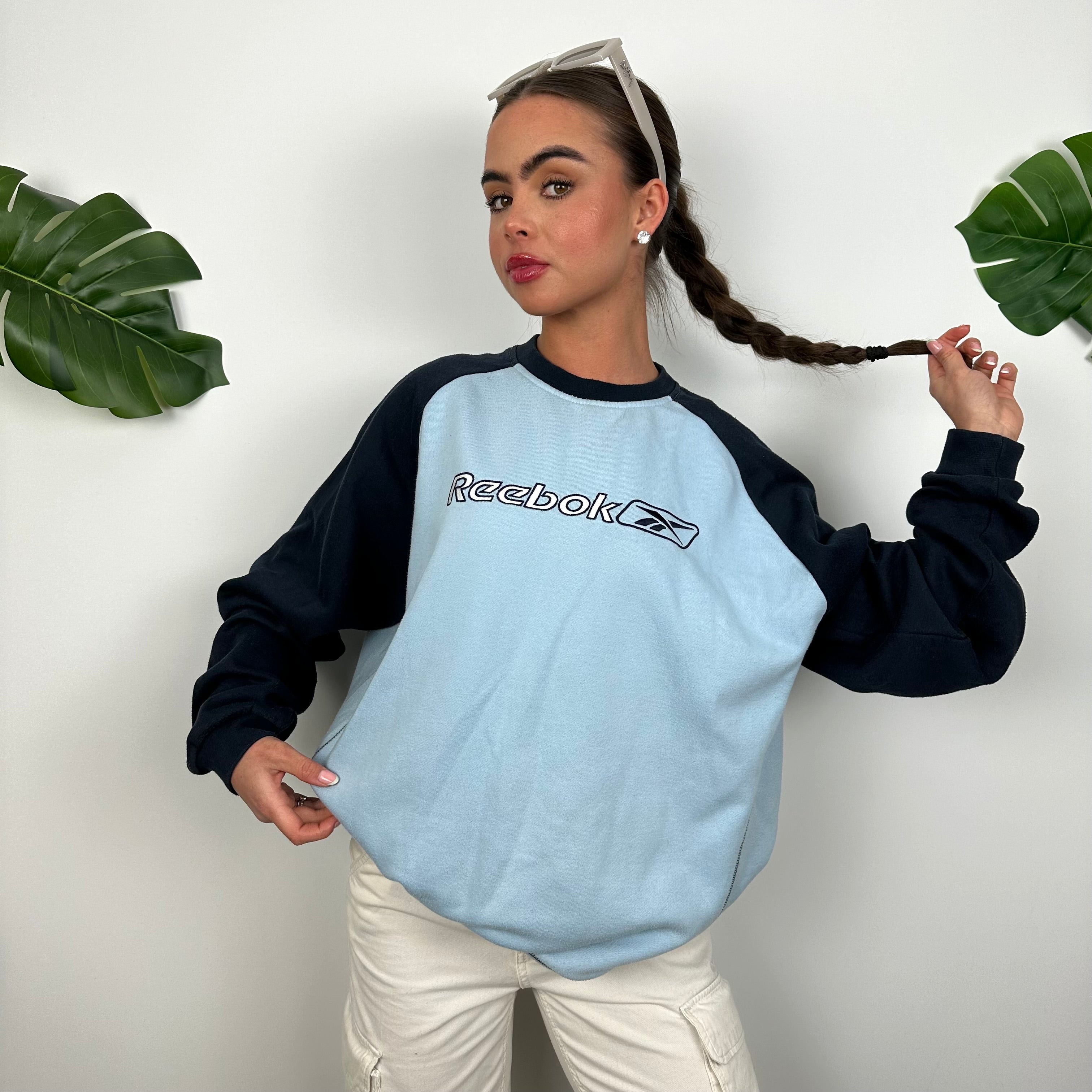 Reebok Baby Blue Embroidered Spell Out Sweatshirt (M)