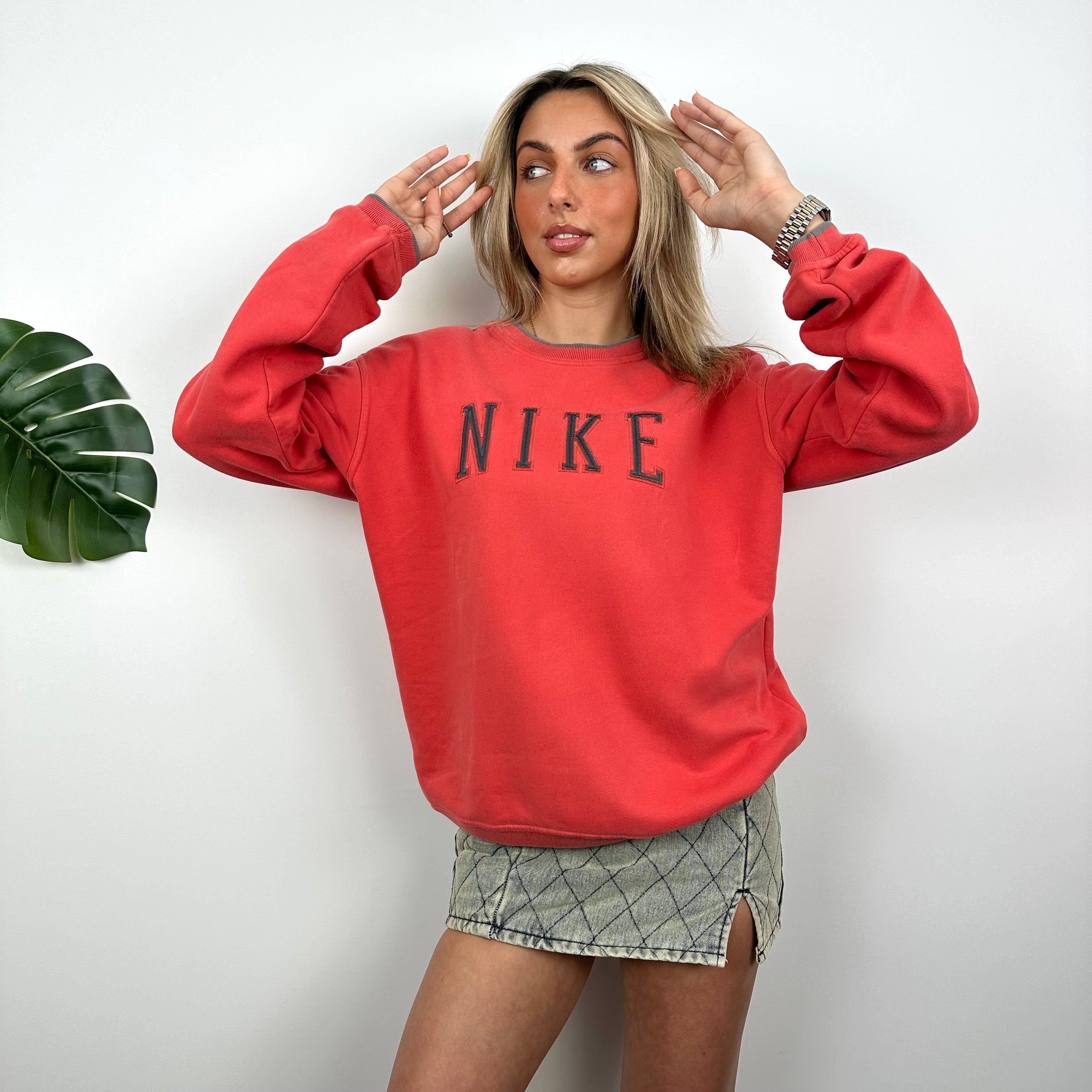 Nike Red Embroidered Spell Out Sweatshirt (M)