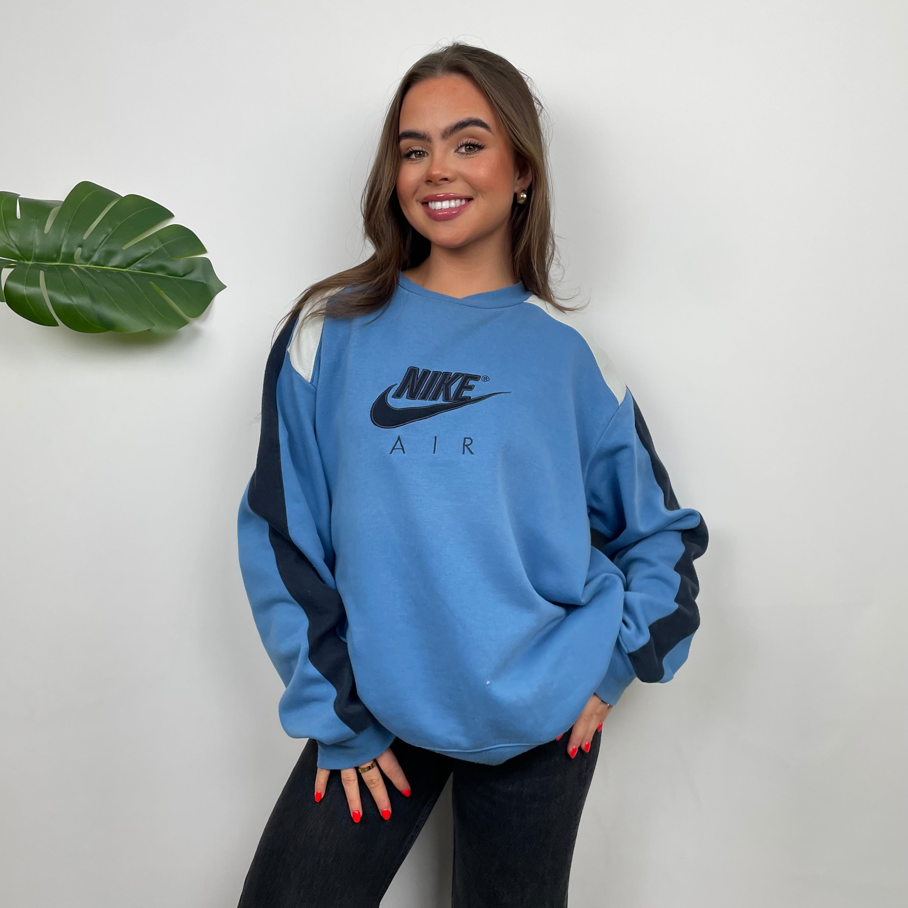 Nike Baby Blue Embroidered Spell Out Sweatshirt (L)