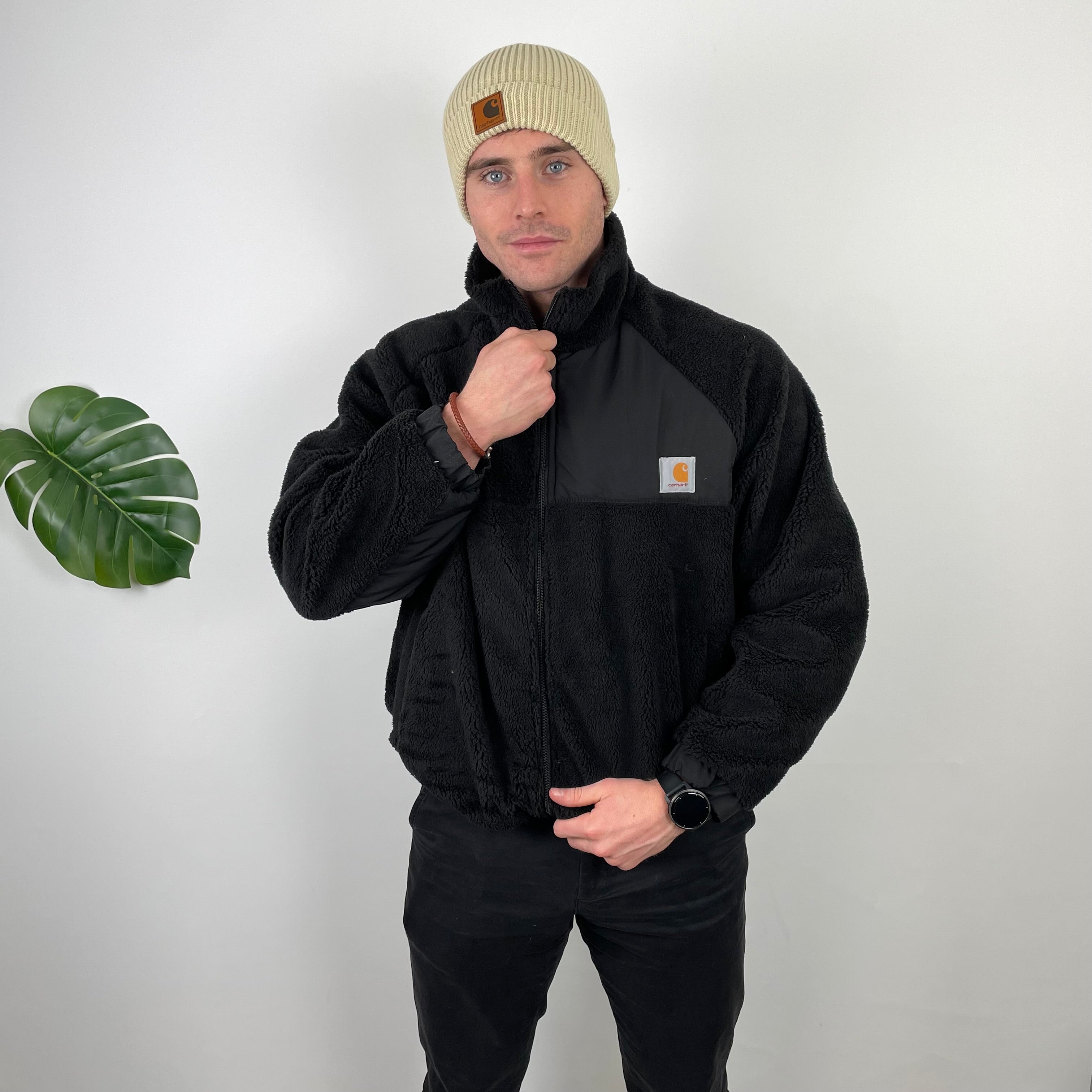 Carhartt Black Teddy Bear Sherpa Fleece Zip Up Jacket (L)