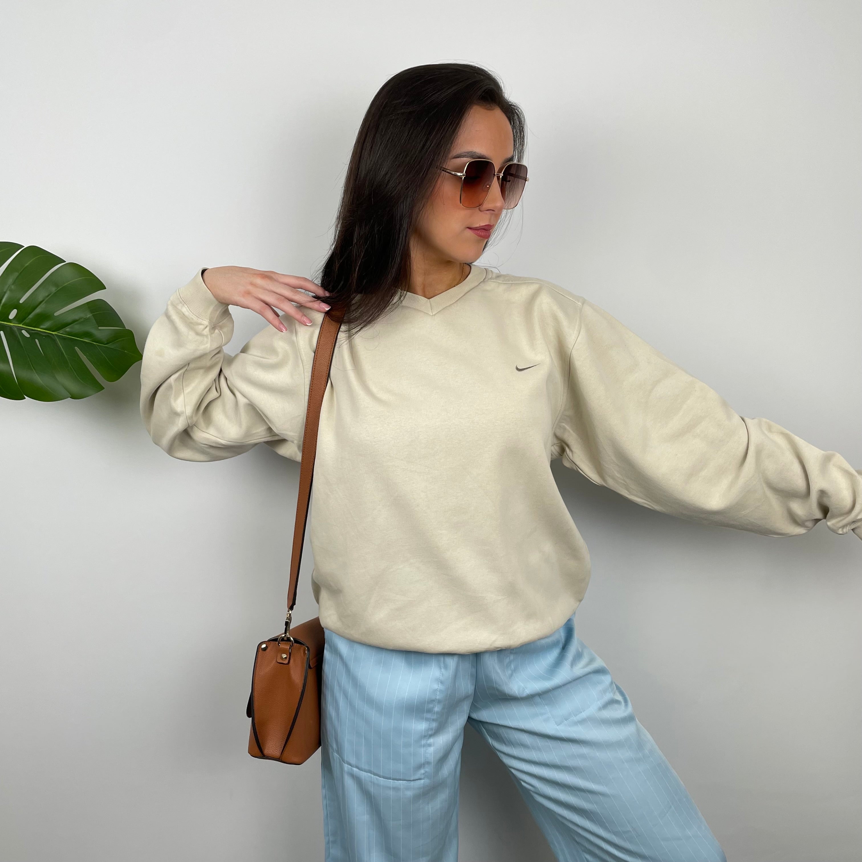 Nike Cream Embroidered Swoosh Sweatshirt (S)
