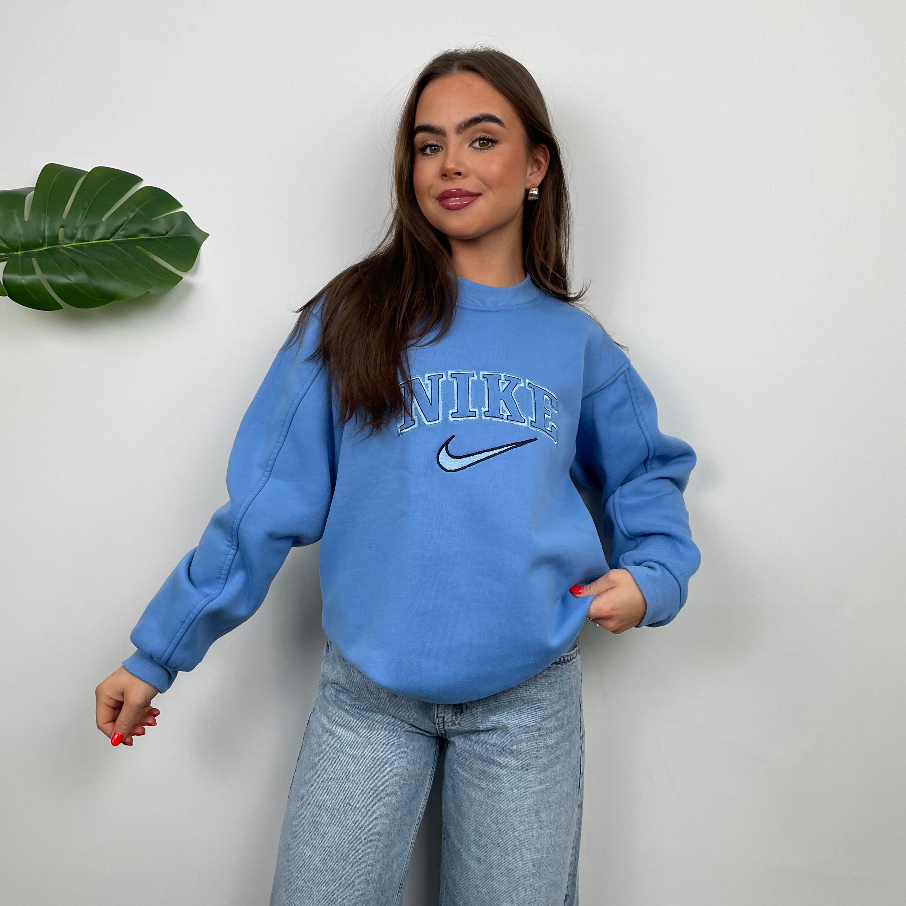 Nike Baby Blue Embroidered Spell Out Sweatshirt (L)