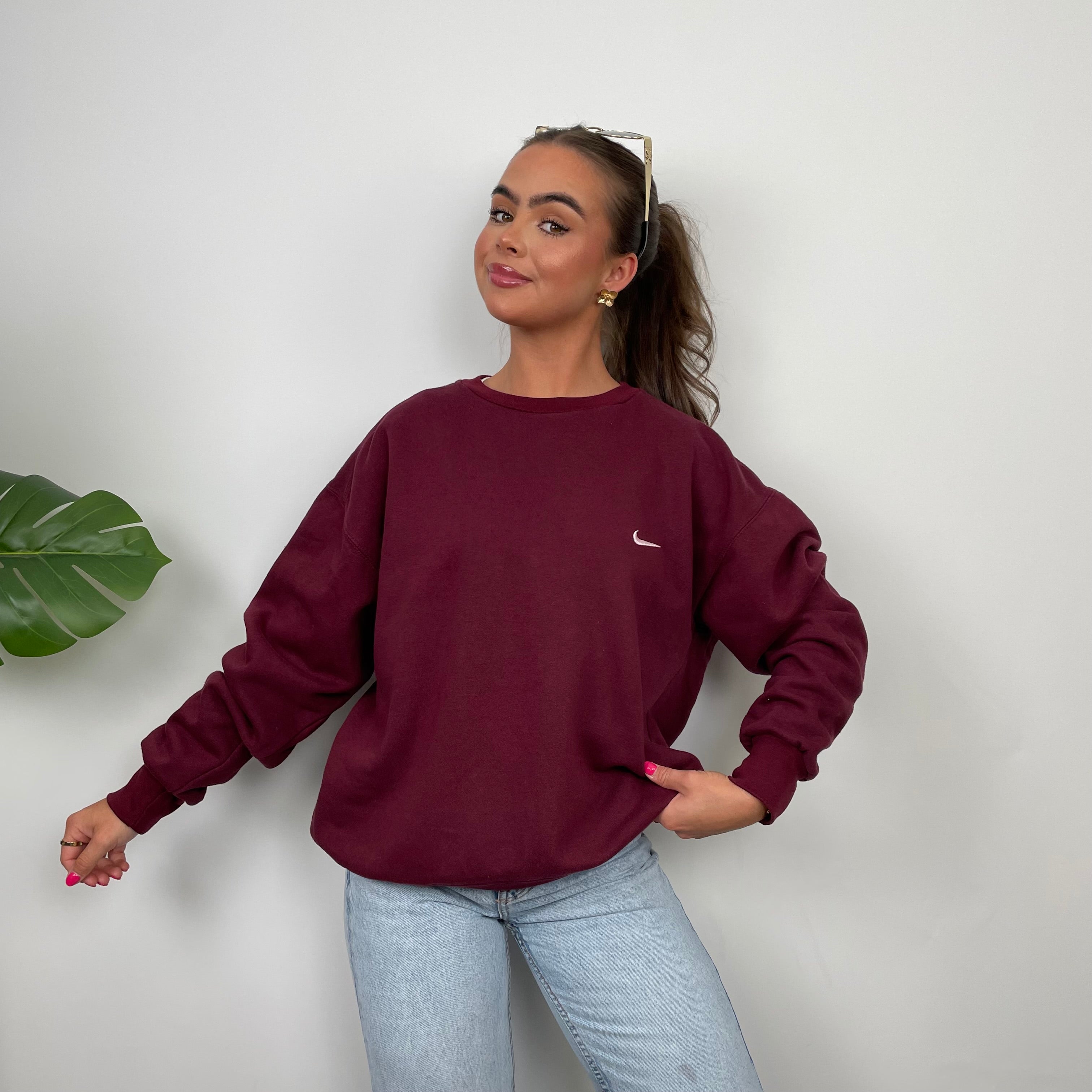 Nike Maroon Embroidered Swoosh Sweatshirt (M)