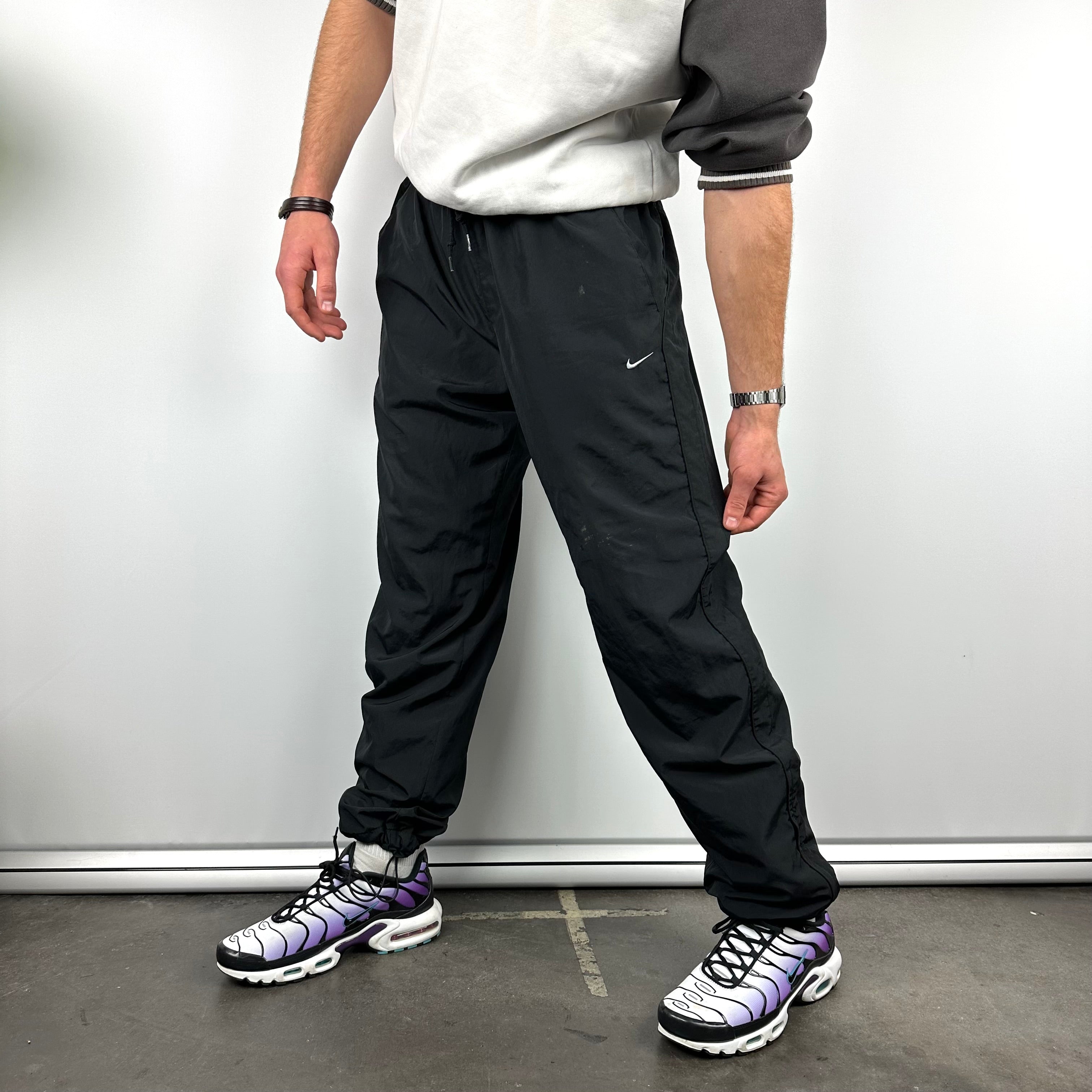 Nike Black Embroidered Swoosh Track Pants (XL)