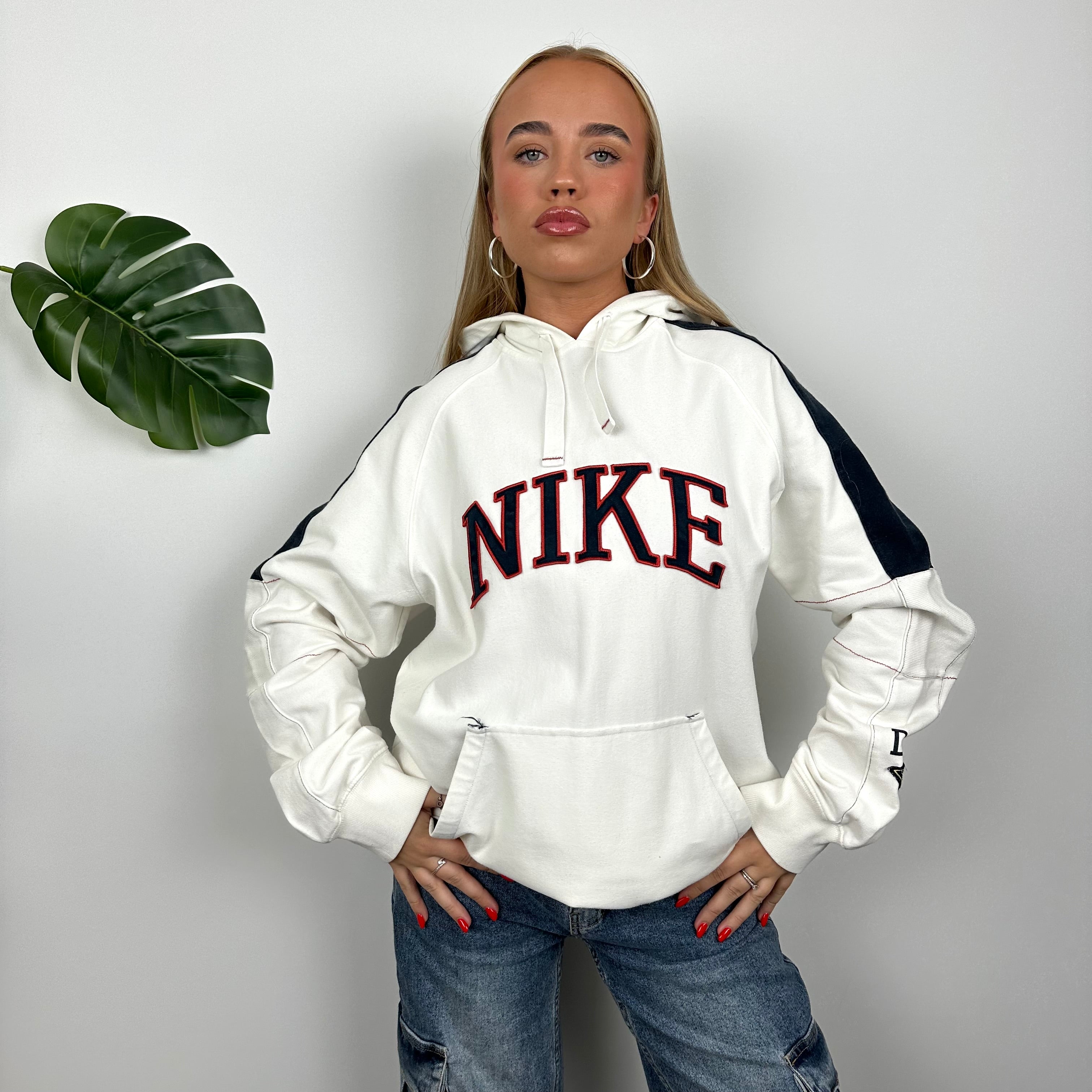 Nike White Embroidered Spell Out Hoodie (L)