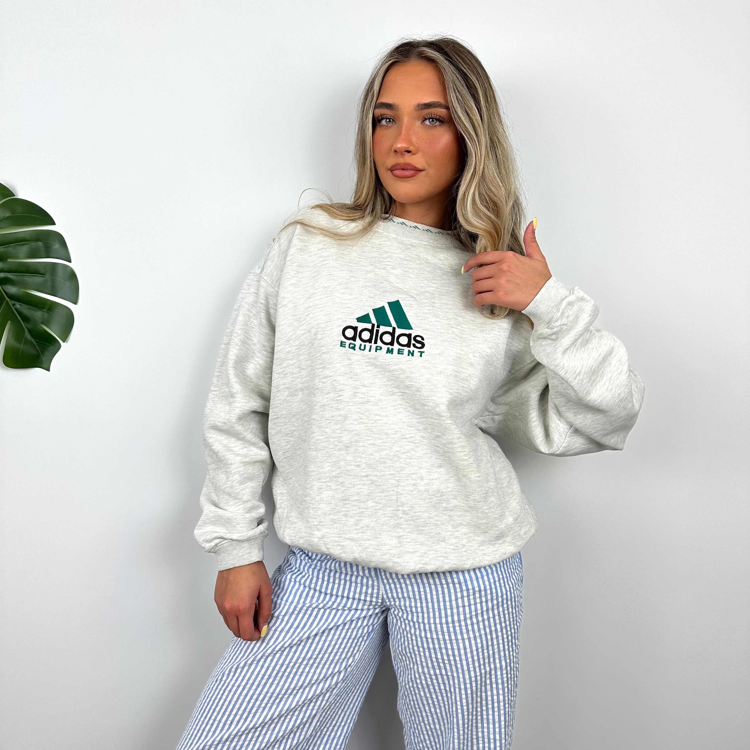 Adidas Equipment Grey Embroidered Spell Out Sweatshirt (S)