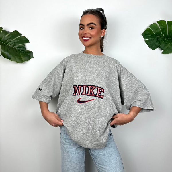 Nike Grey Embroidered Spell Out T Shirt (XL)
