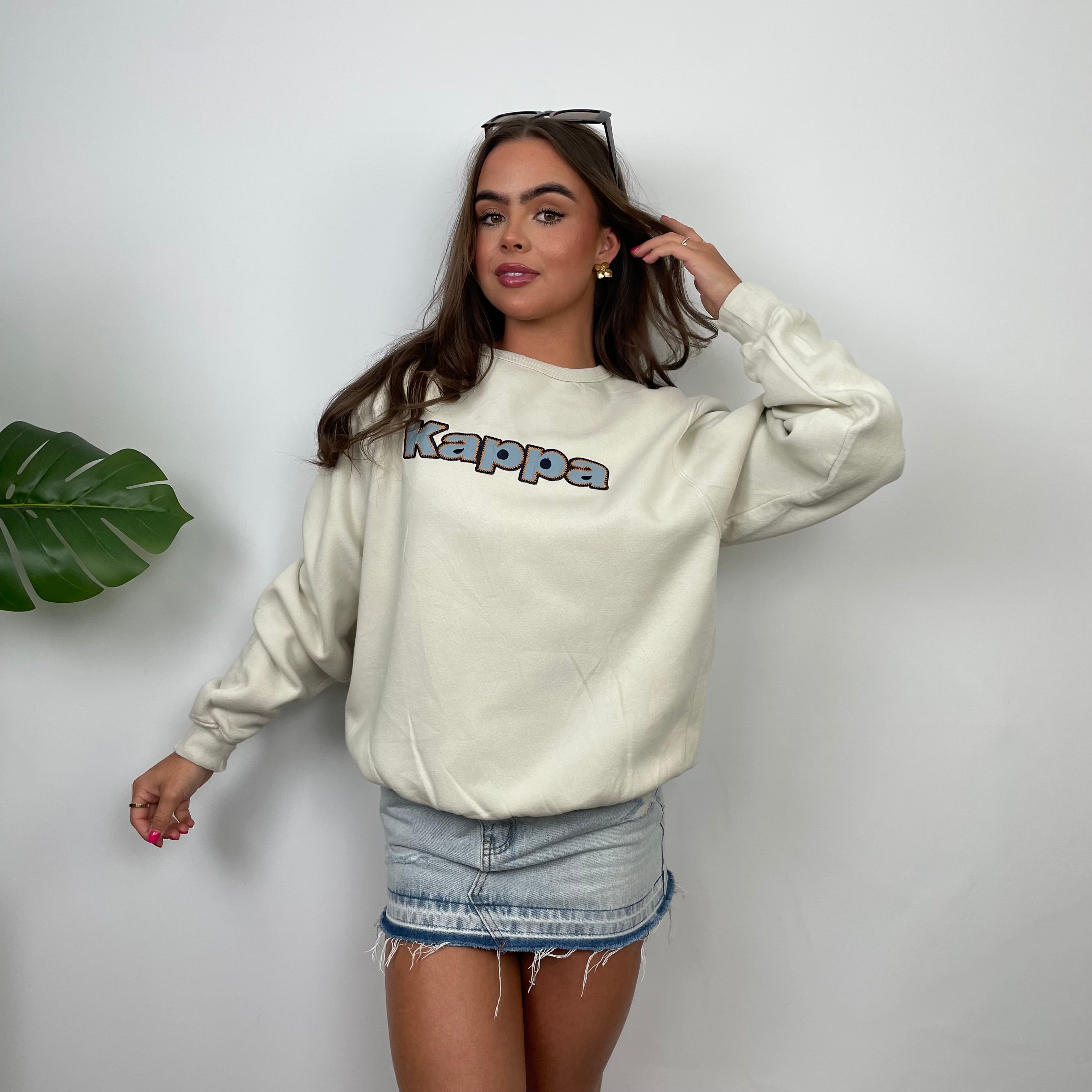 Kappa Beige Embroidered Spell Out Sweatshirt (S)