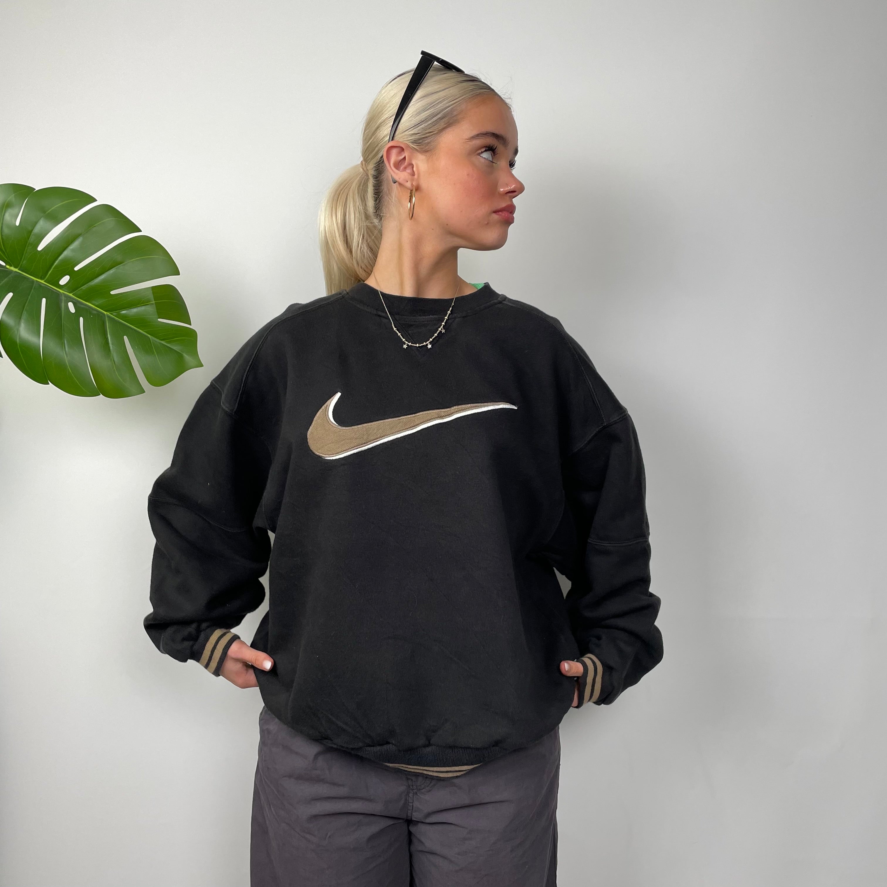 Nike Black Embroidered Swoosh Sweatshirt (M)