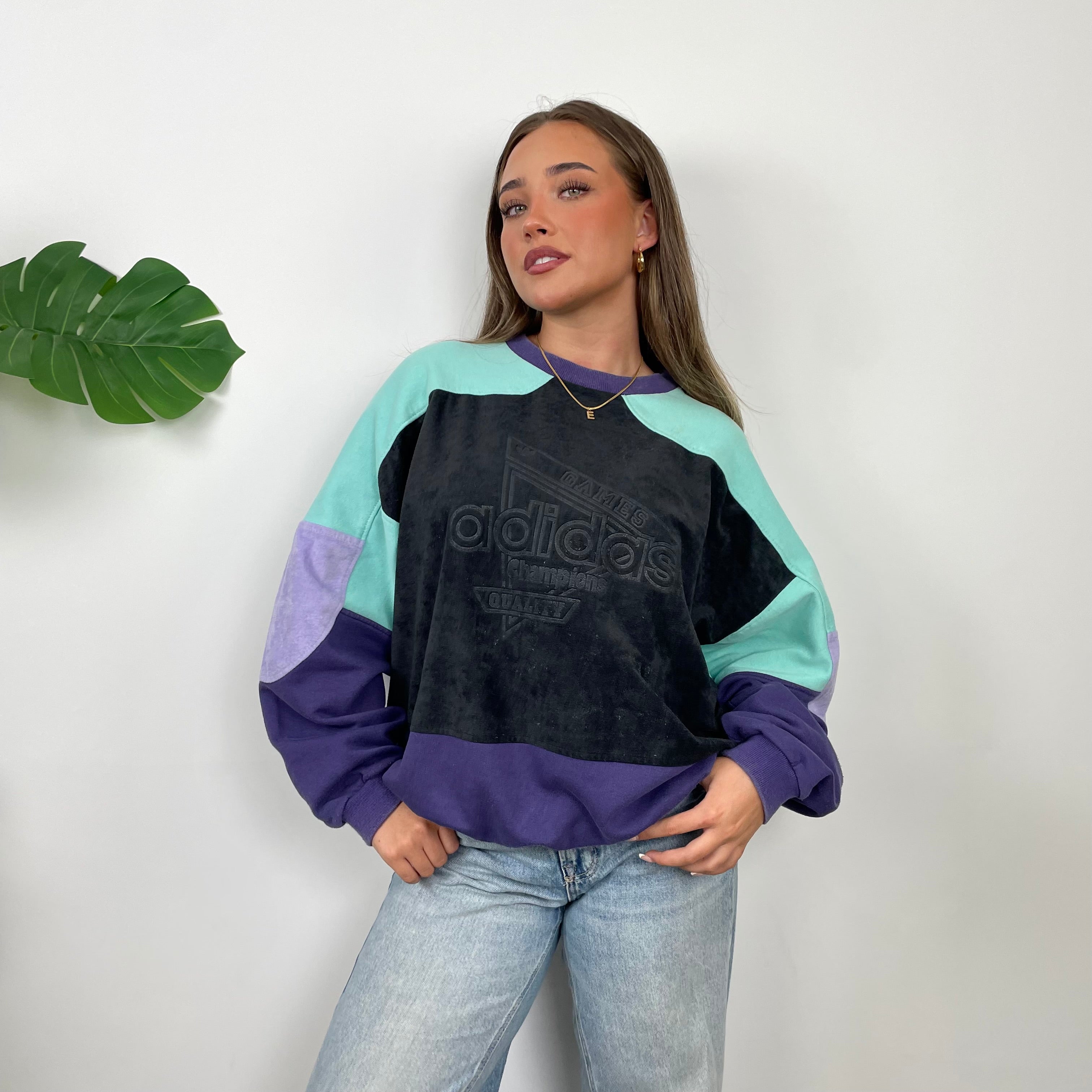 Adidas RARE Black Colour Block Spell Out Sweatshirt (M)